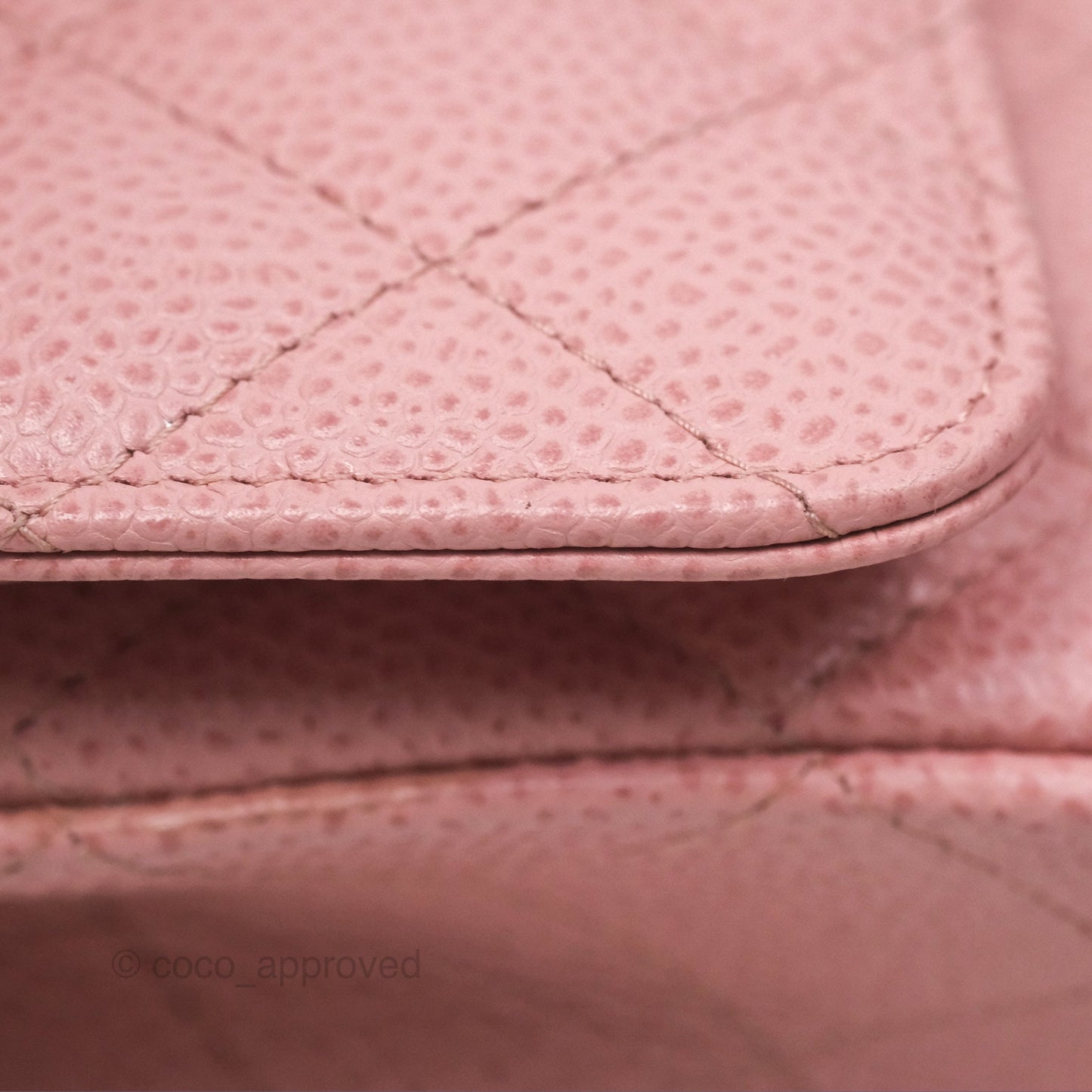 Chanel Vintage Classic M/L Medium Flap Quilted Sakura Pink Caviar 24K Gold Hardware