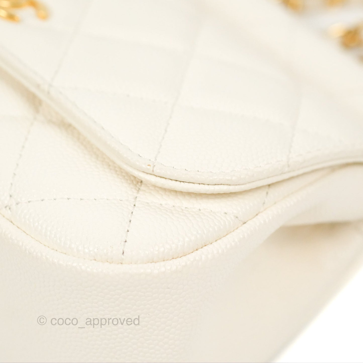 Chanel Clutch with Chain Ivory White Caviar Gold Hardware 22K
