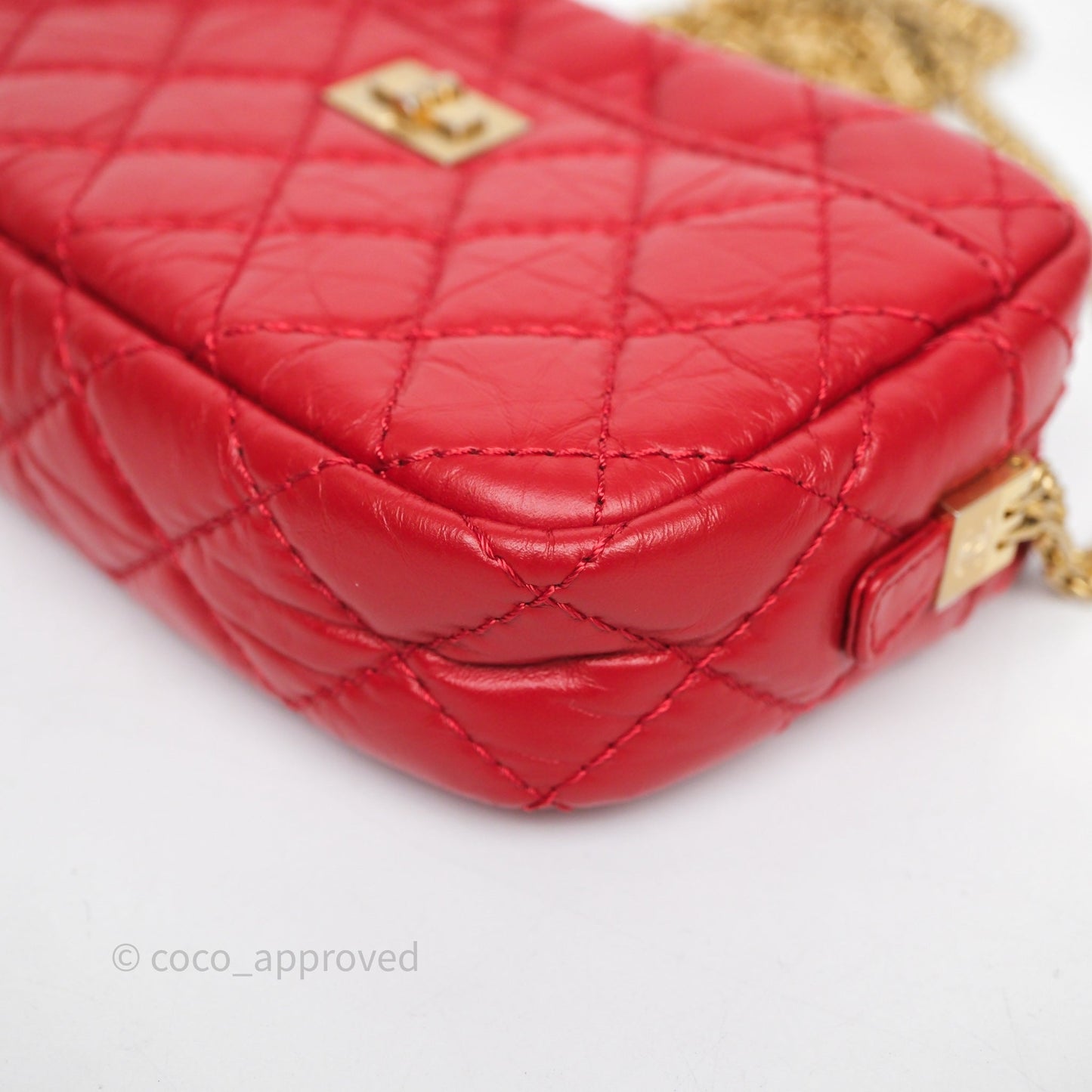 Chanel Quilted Mini Reissue Camera Case Red Aged Calfskin Aged Gold Hardware