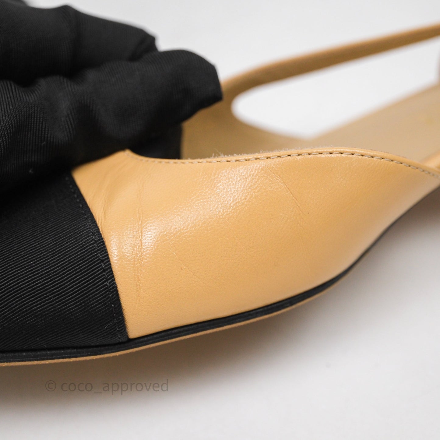 Chanel Classic Slingback Flats Beige Black Size 36