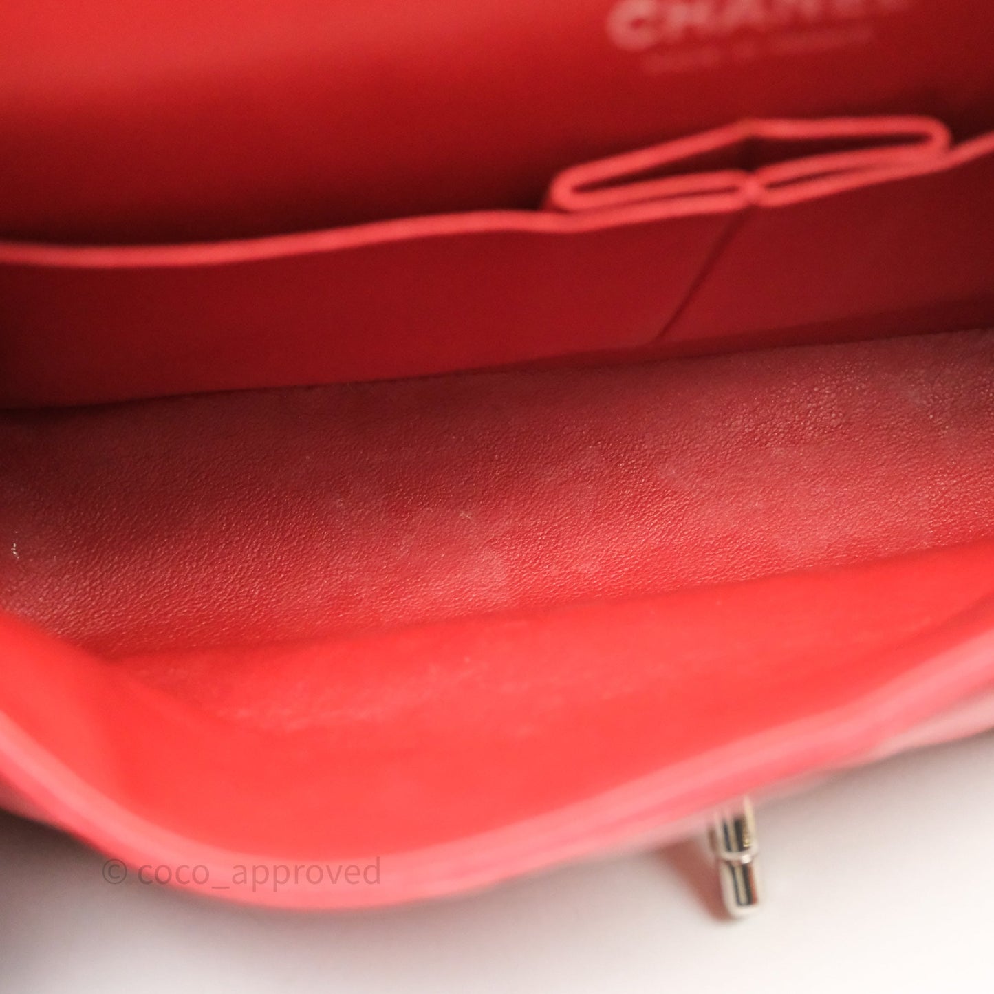 Chanel Classic M/L Medium Flap Quilted Red Caviar Silver Hardware