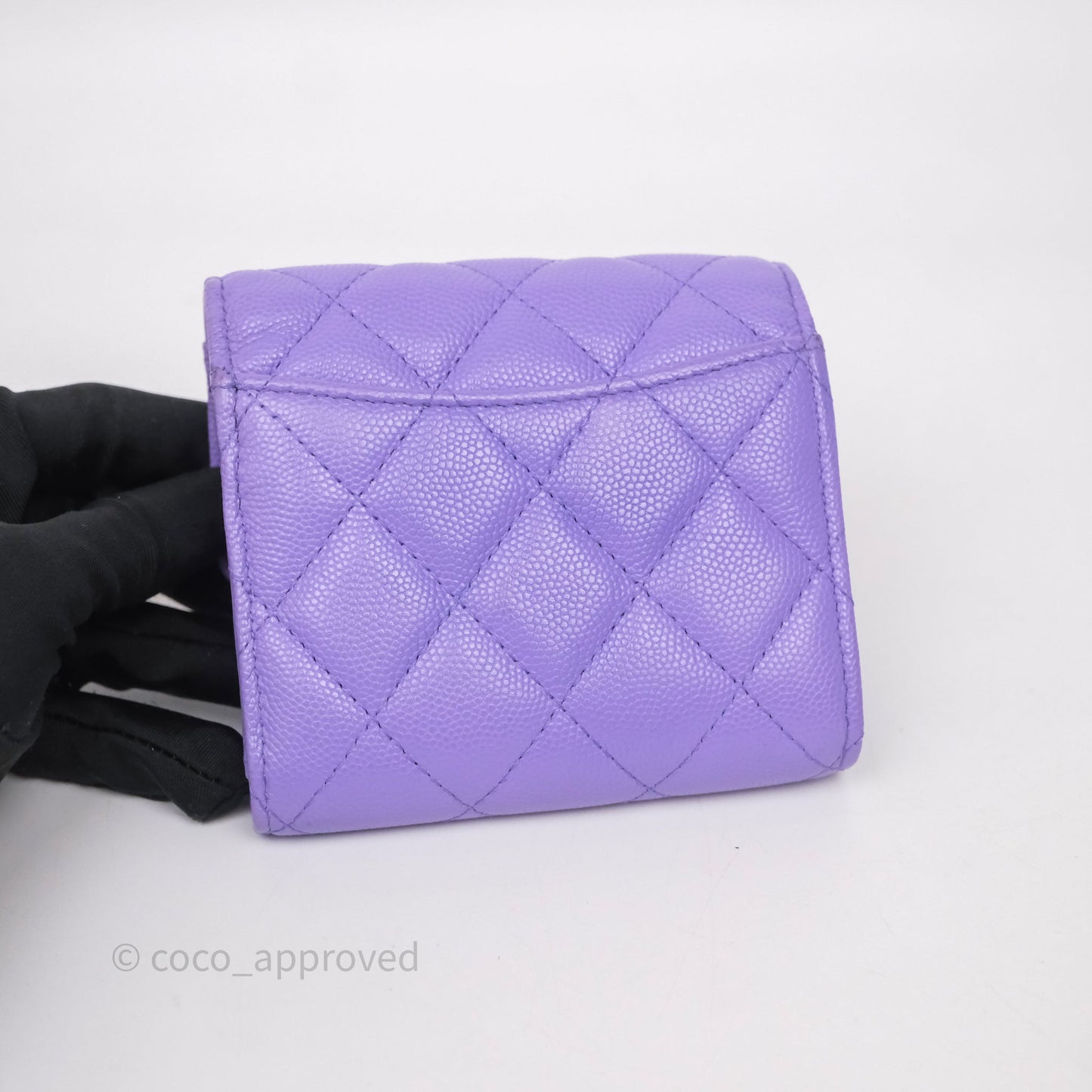 Chanel Classic Short Flap Wallet Purple Caviar Gold Hardware