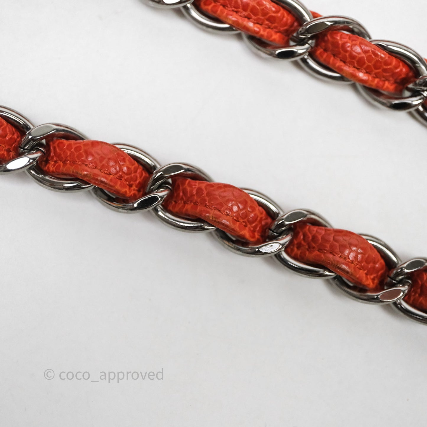 Chanel Flap Bag Caviar Orange Silver Hardware
