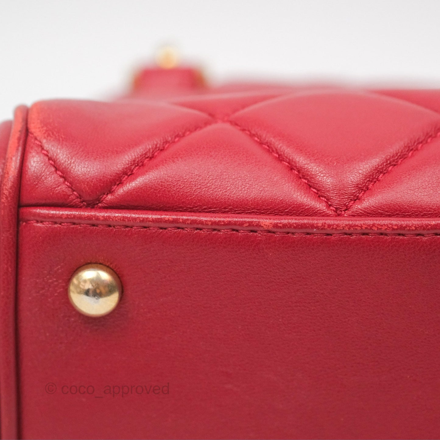 Chanel Tote Bag Red Lambskin Aged Gold Hardware