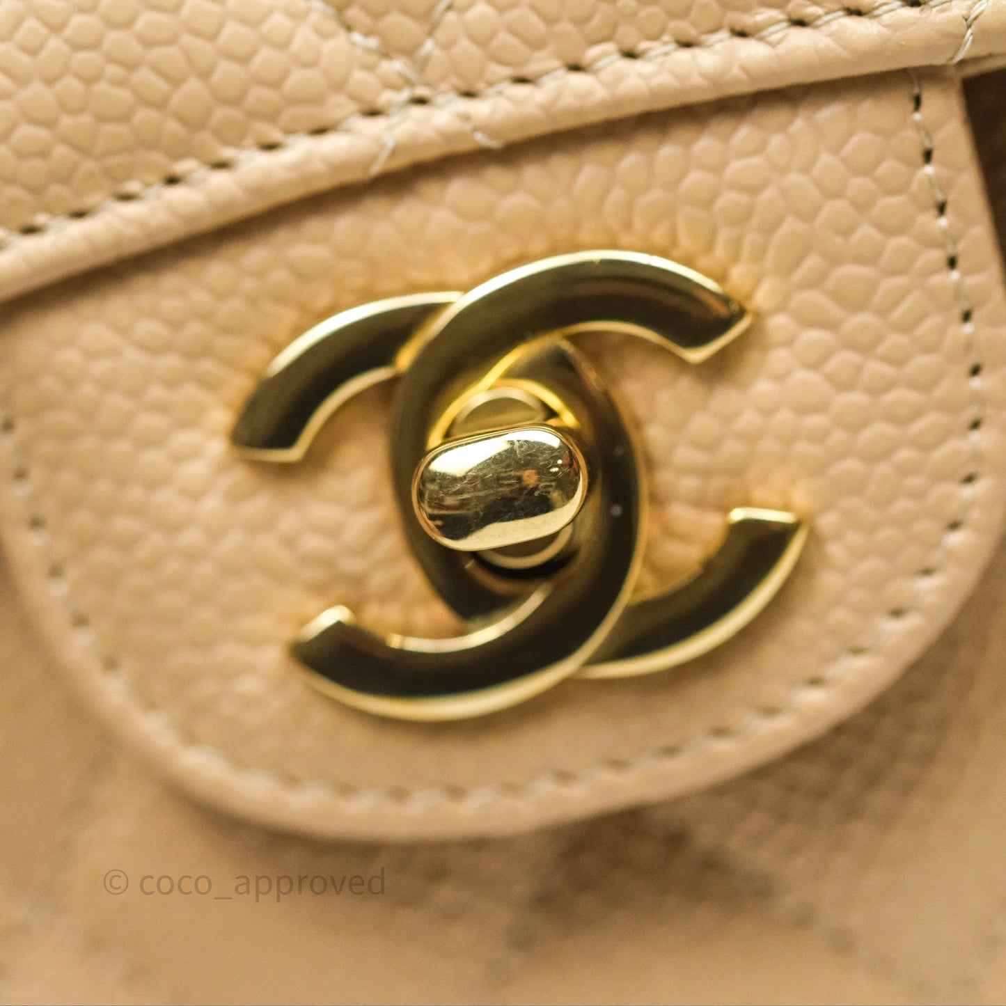 Chanel Small Quilted Classic Flap Beige Caviar Gold Hardware