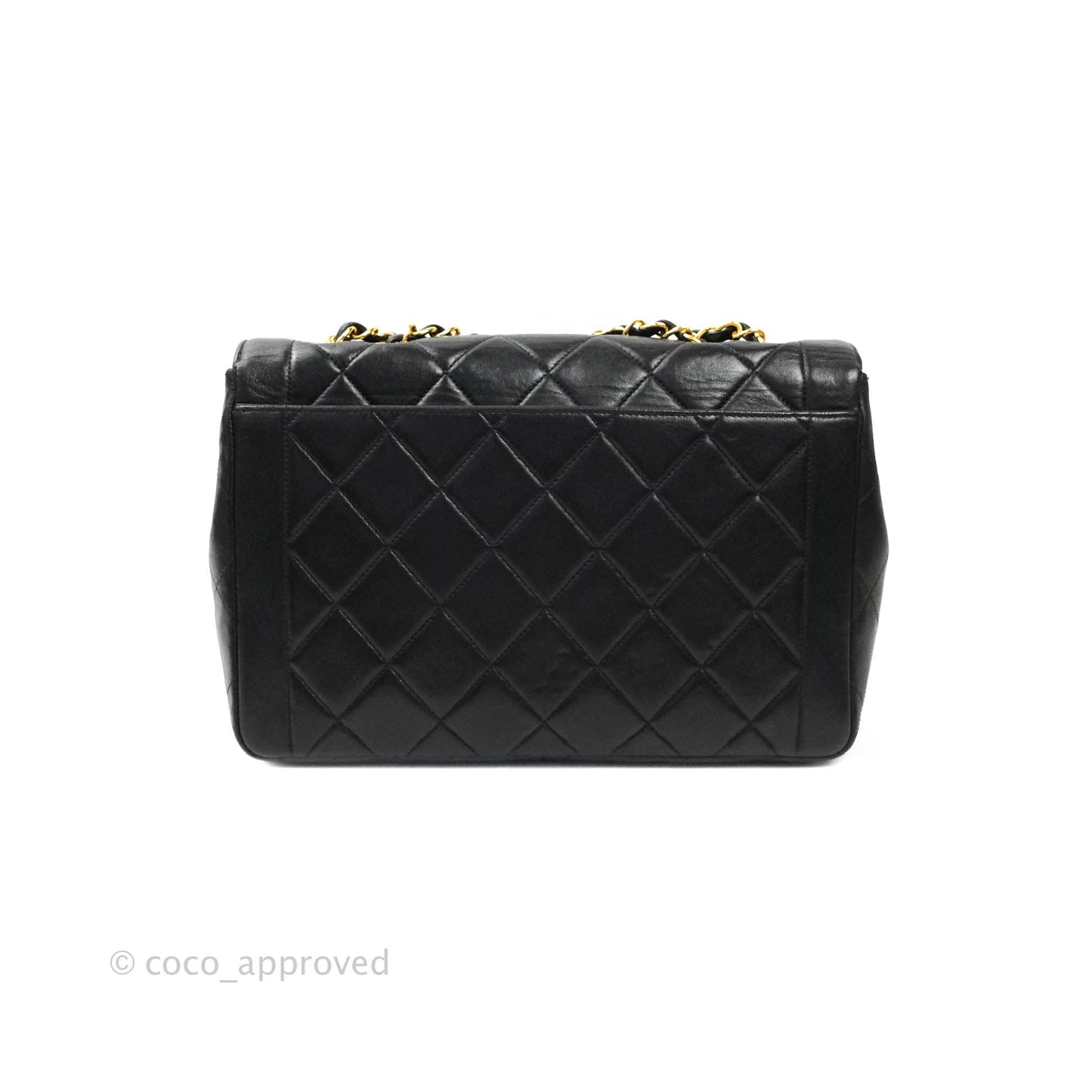 Chanel Vintage Quilted Medium Flap Bag Black Lambskin 24K Gold Hardware