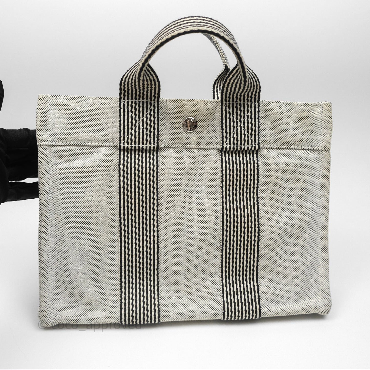 Hermès Herline Tote Bag Grey Canvas Palladium Hardware