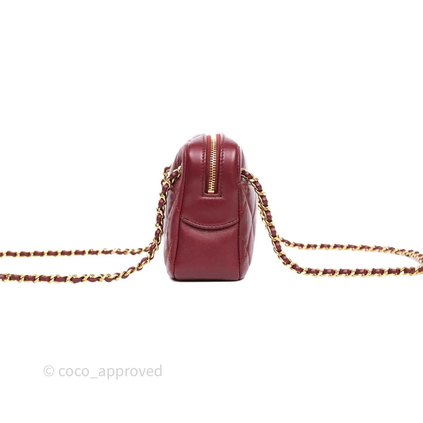 Chanel Small Camera Bag Burgundy Lambskin Gold Hardware