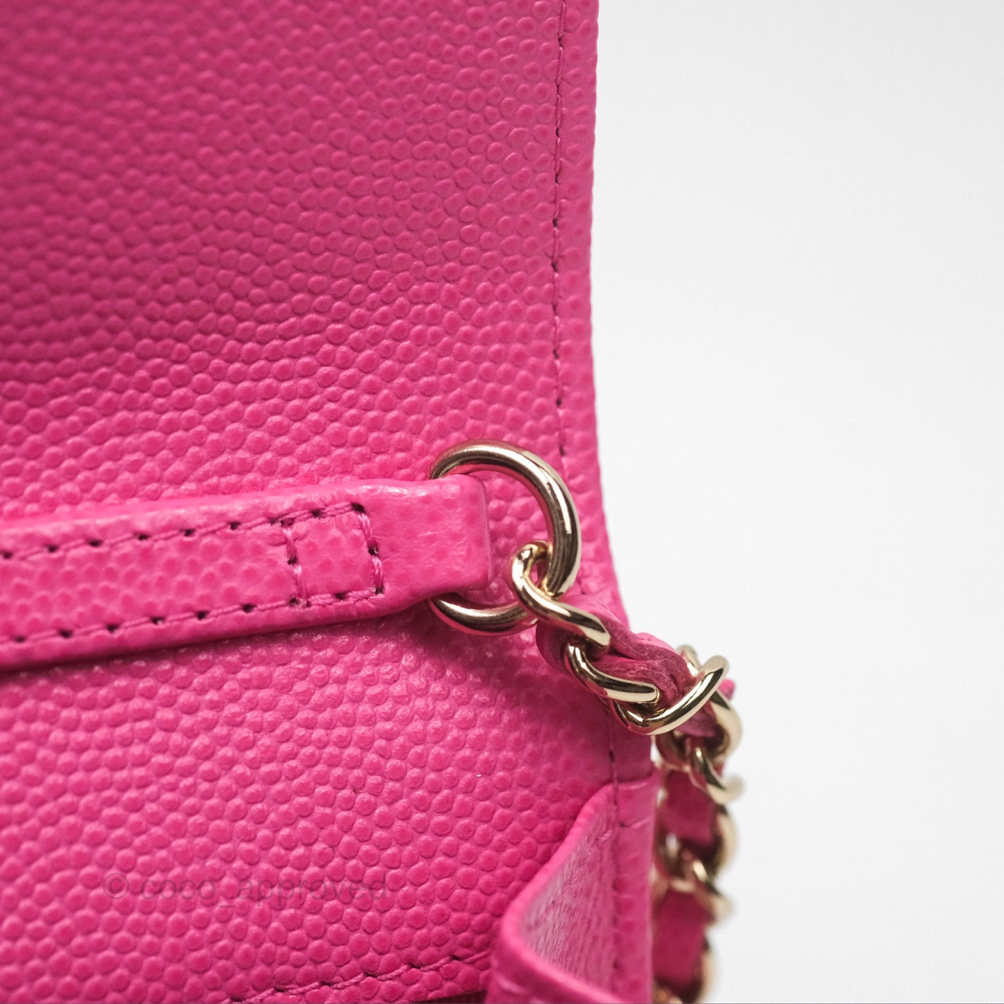 Chanel Mini Wallet With Chain Pink Caviar Gold Hardware