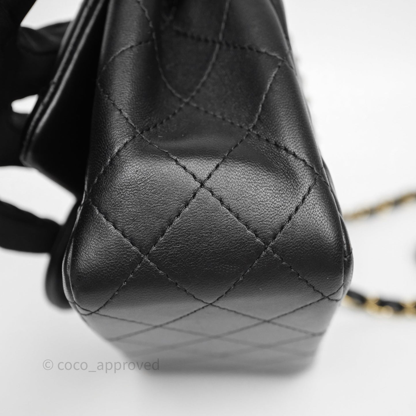 Chanel Mini Square Quilted Black Lambskin Gold Hardware