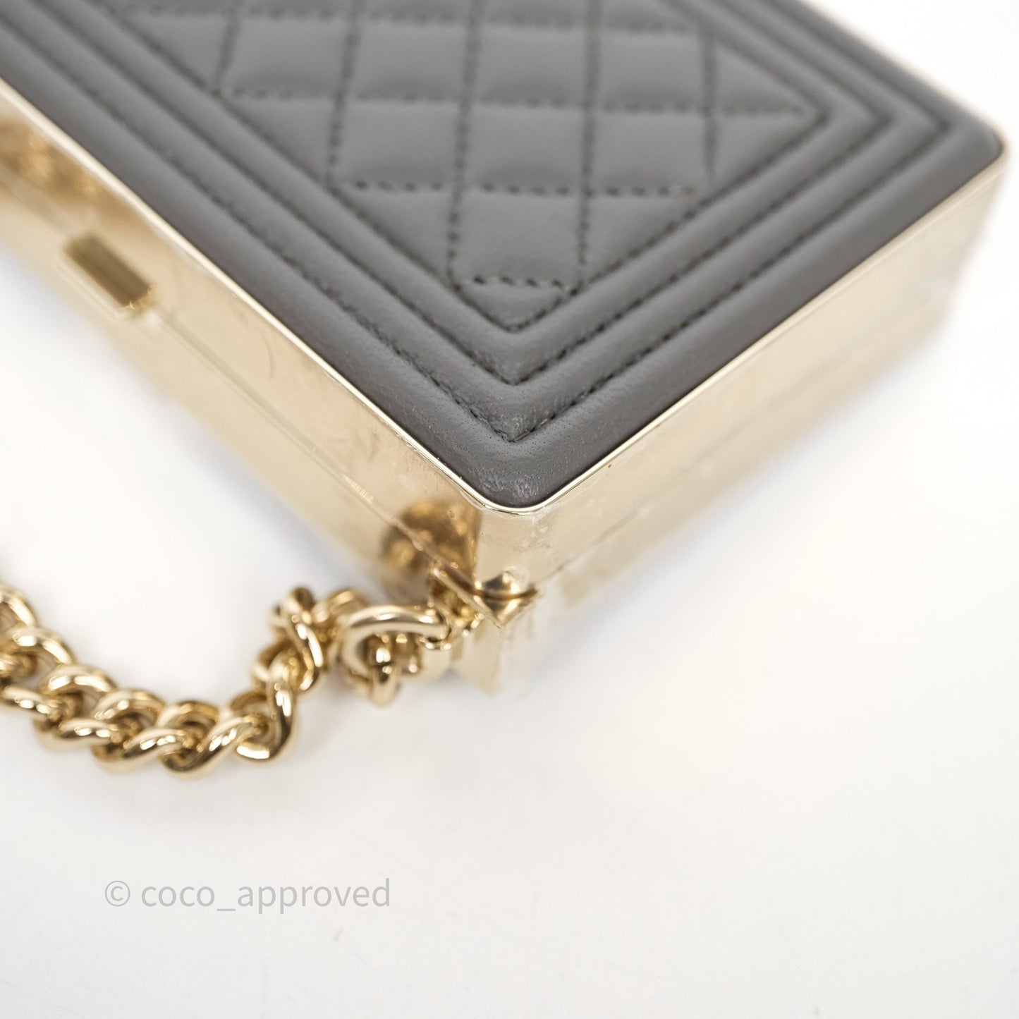 Chanel Grey Boy Mini Clutch Lambskin Gold Hardware