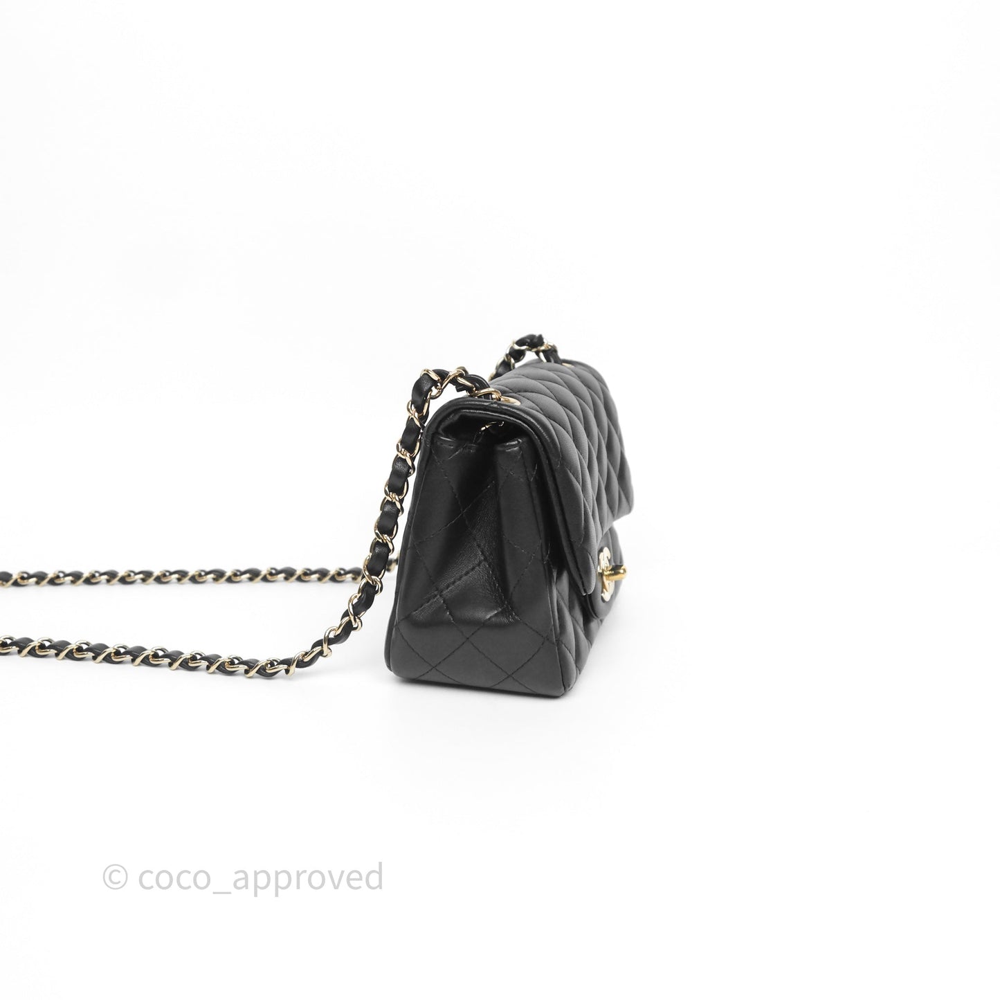 Chanel Mini Square Quilted Black Lambskin Gold Hardware