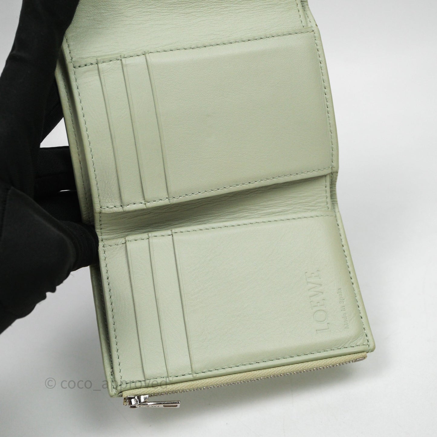 Loewe Anagram Small Vertical Wallet Green Silver Hardware
