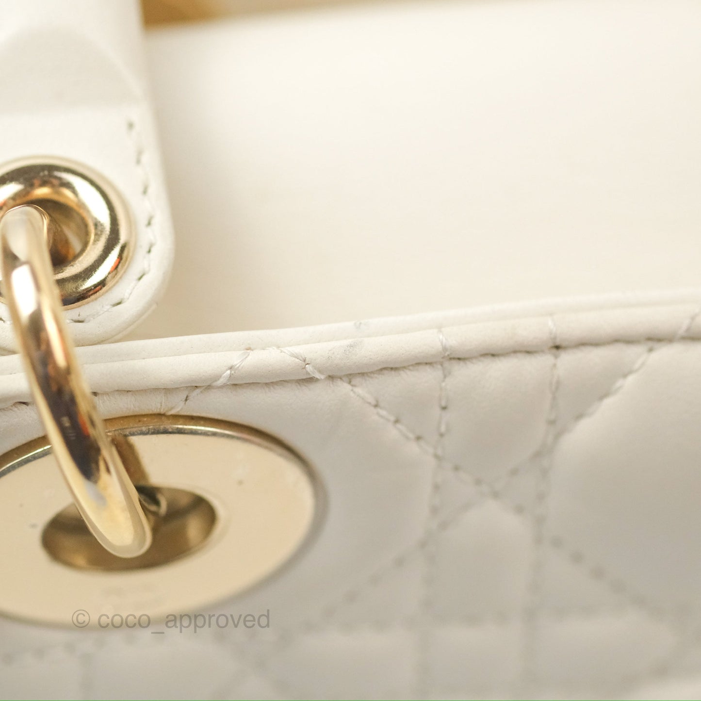 Christian Dior My ABCDior Lady Dior White Cannage Lambskin Gold Hardware