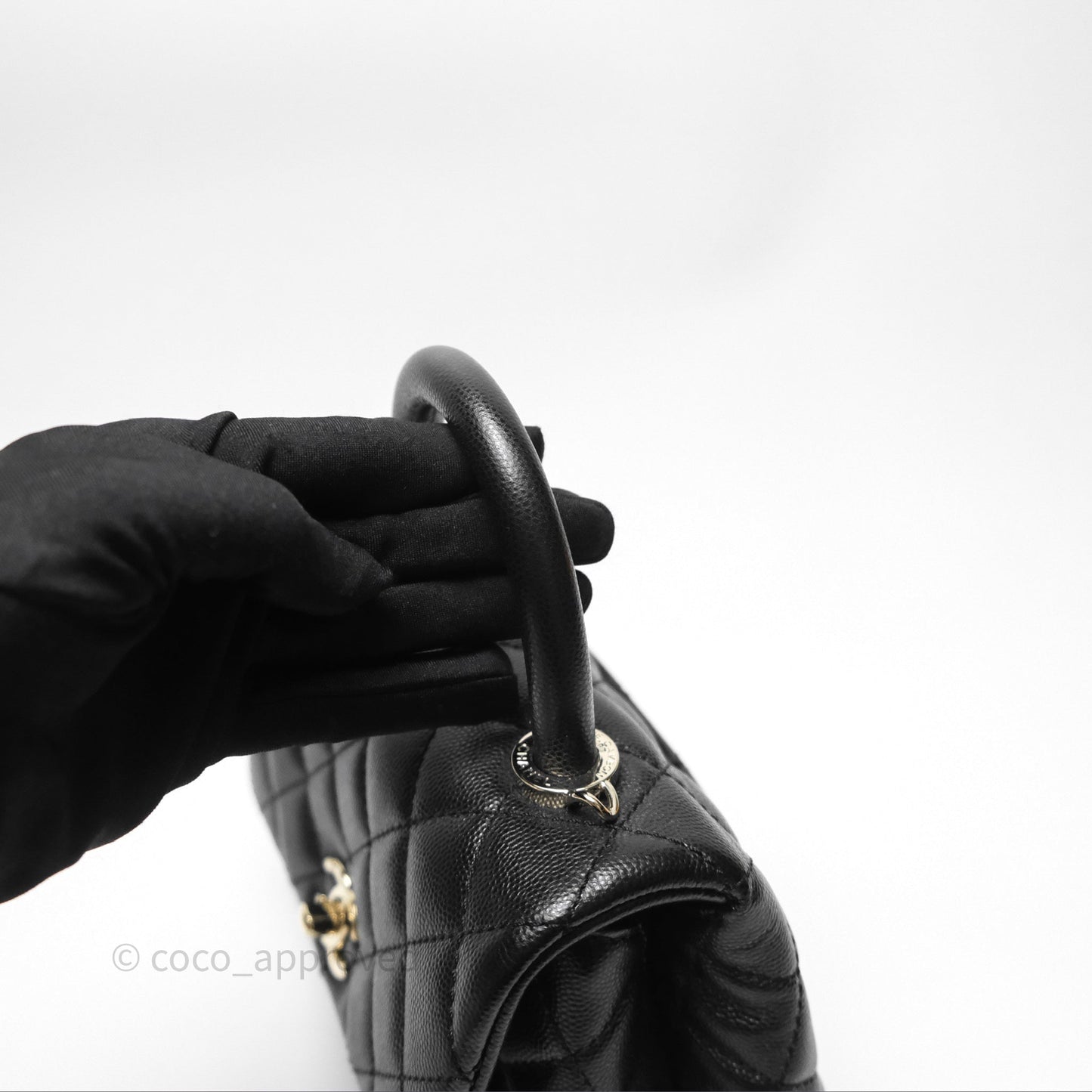 Chanel Mini Coco Handle Quilted Black Caviar Gold Hardware