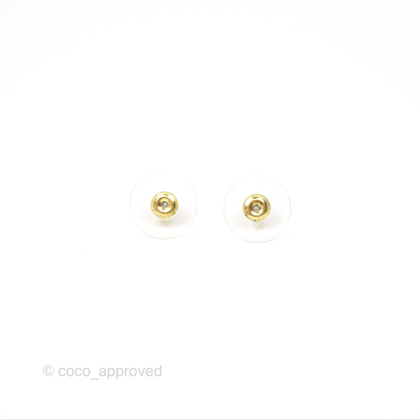 Chanel Oval Blue Resin Heart CC Drop Earrings Gold Tone 23C