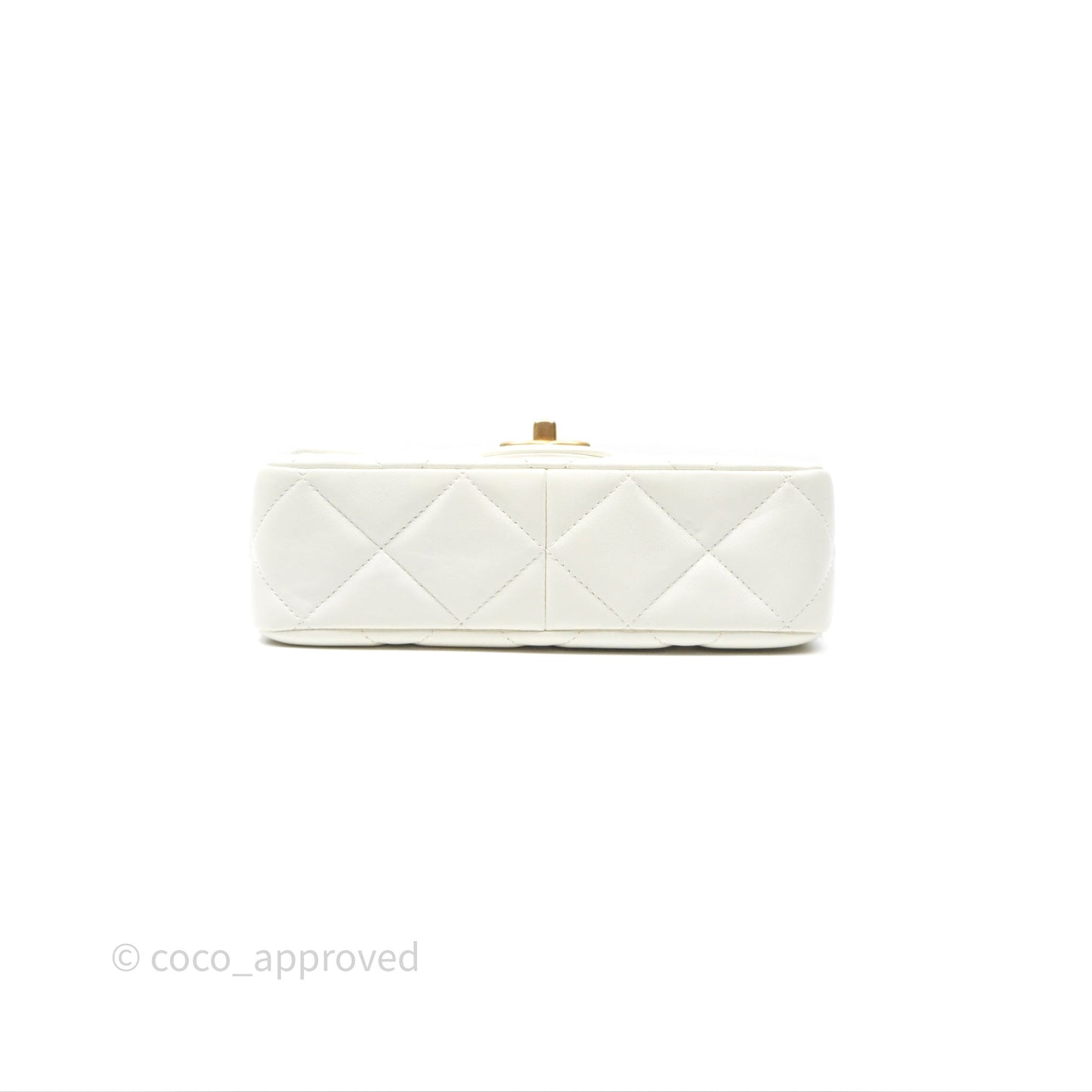 Chanel Quilted Double Pearl Adjustable Chain Flap Bag White Lambskin Aged Gold Hardware 24S