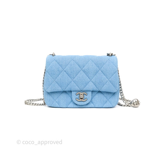 Chanel Heart Crush Mini Flap Bag Blue Denim Aged Silver Hardware