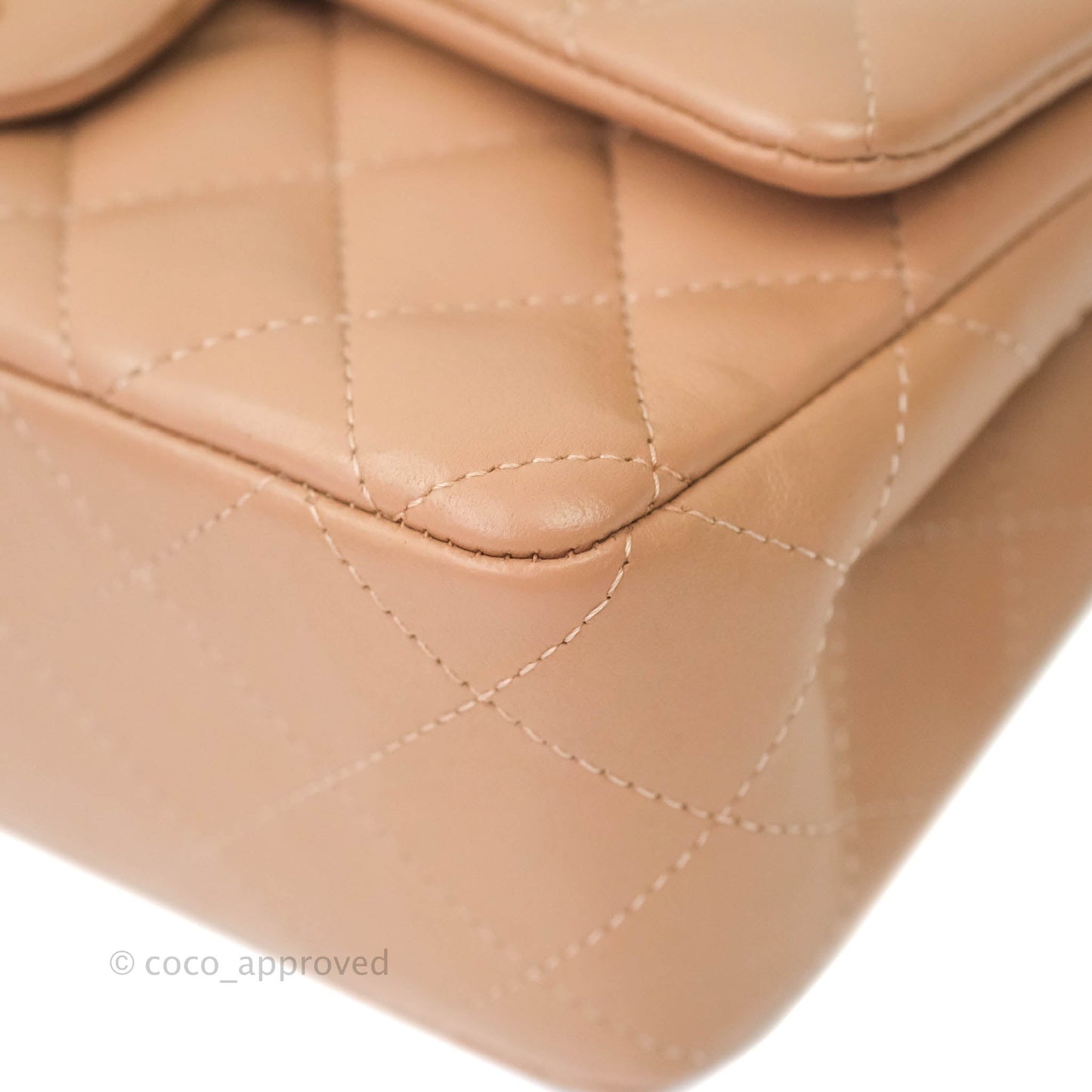 Chanel Classic Quilted Mini Rectangular Flap Dark Beige Lambskin Silver Hardware