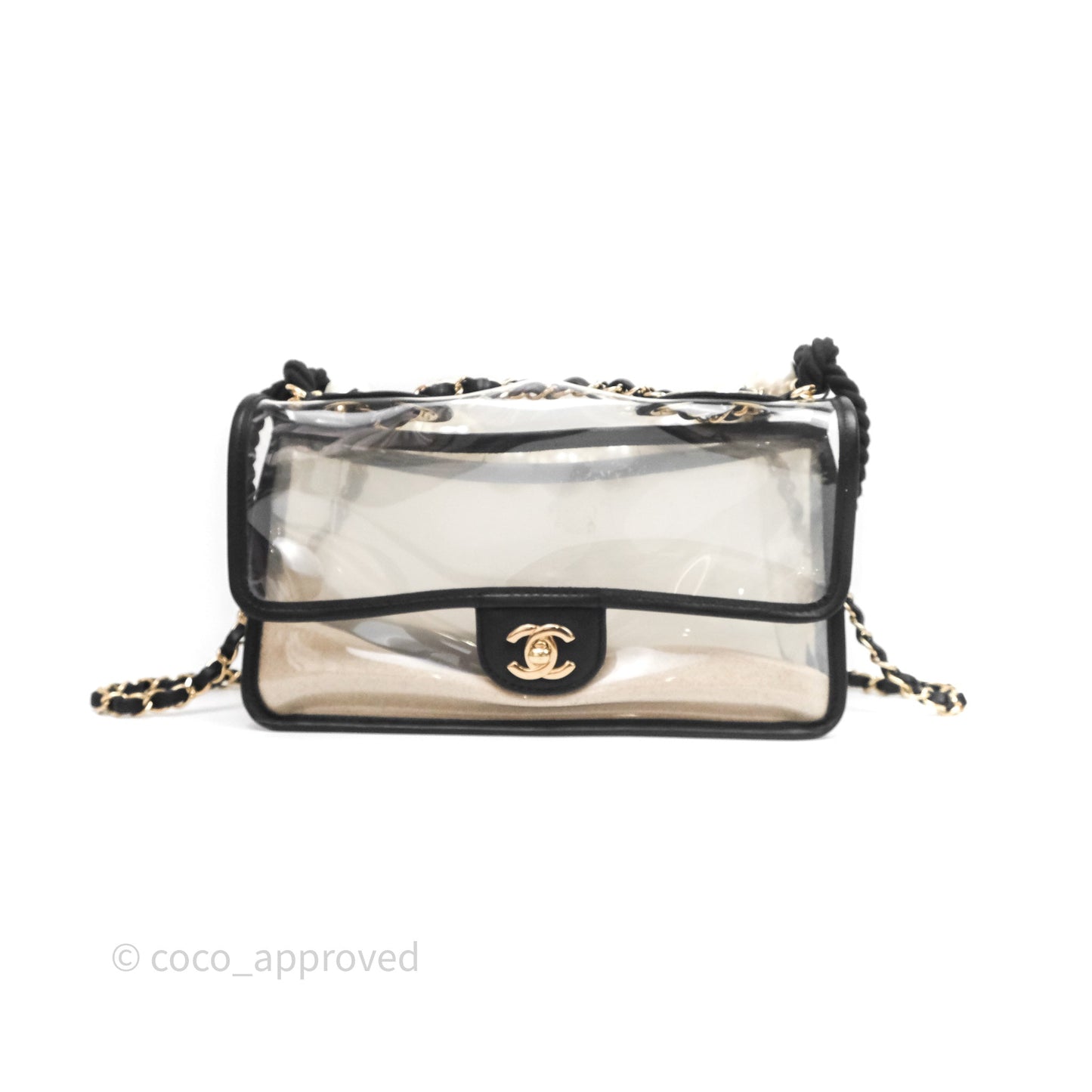 Chanel Medium Sand By The Sea PVC Flap Black Lambskin Gold Hardware