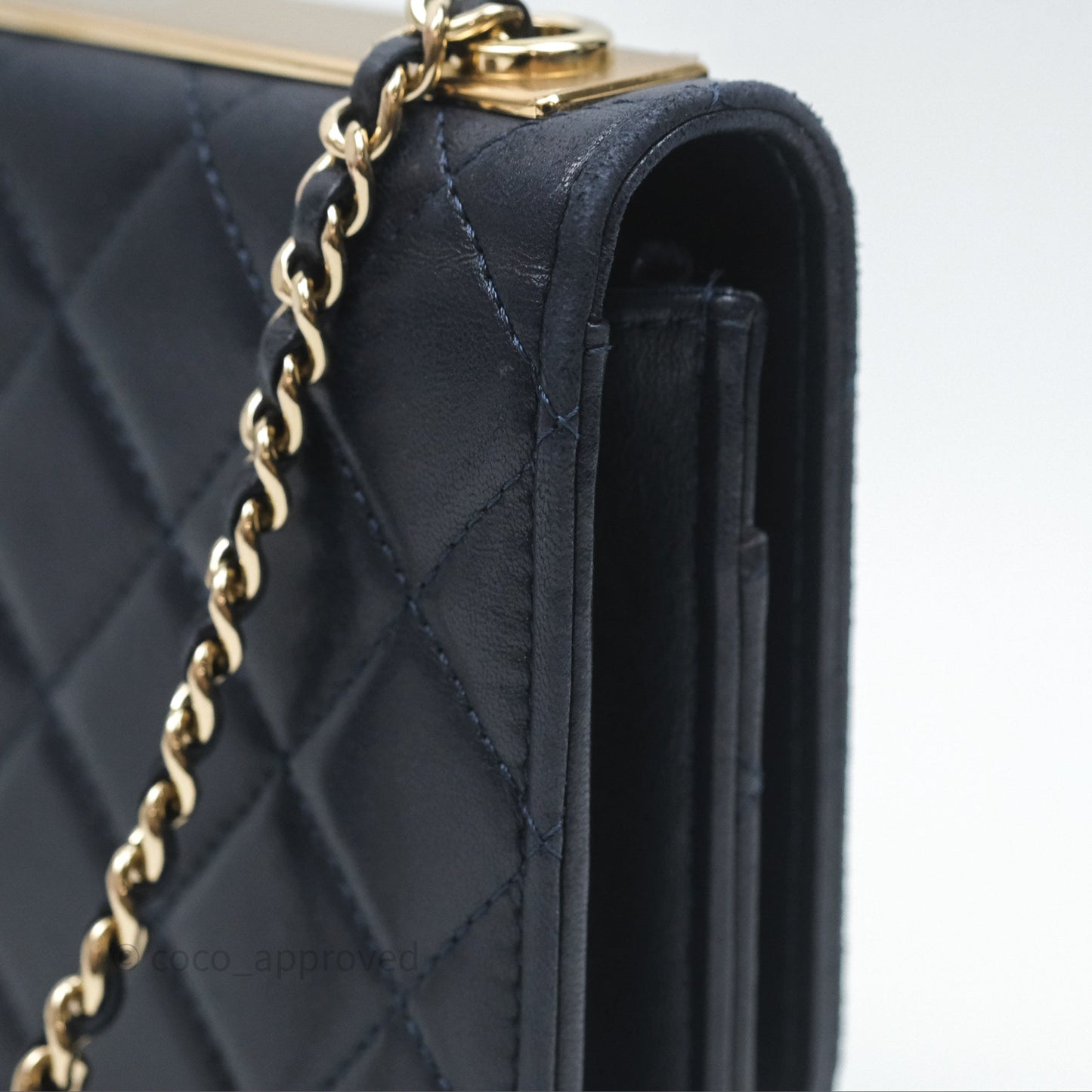Chanel Trendy CC WOC Wallet On Chain Navy Lambskin Gold Hardware