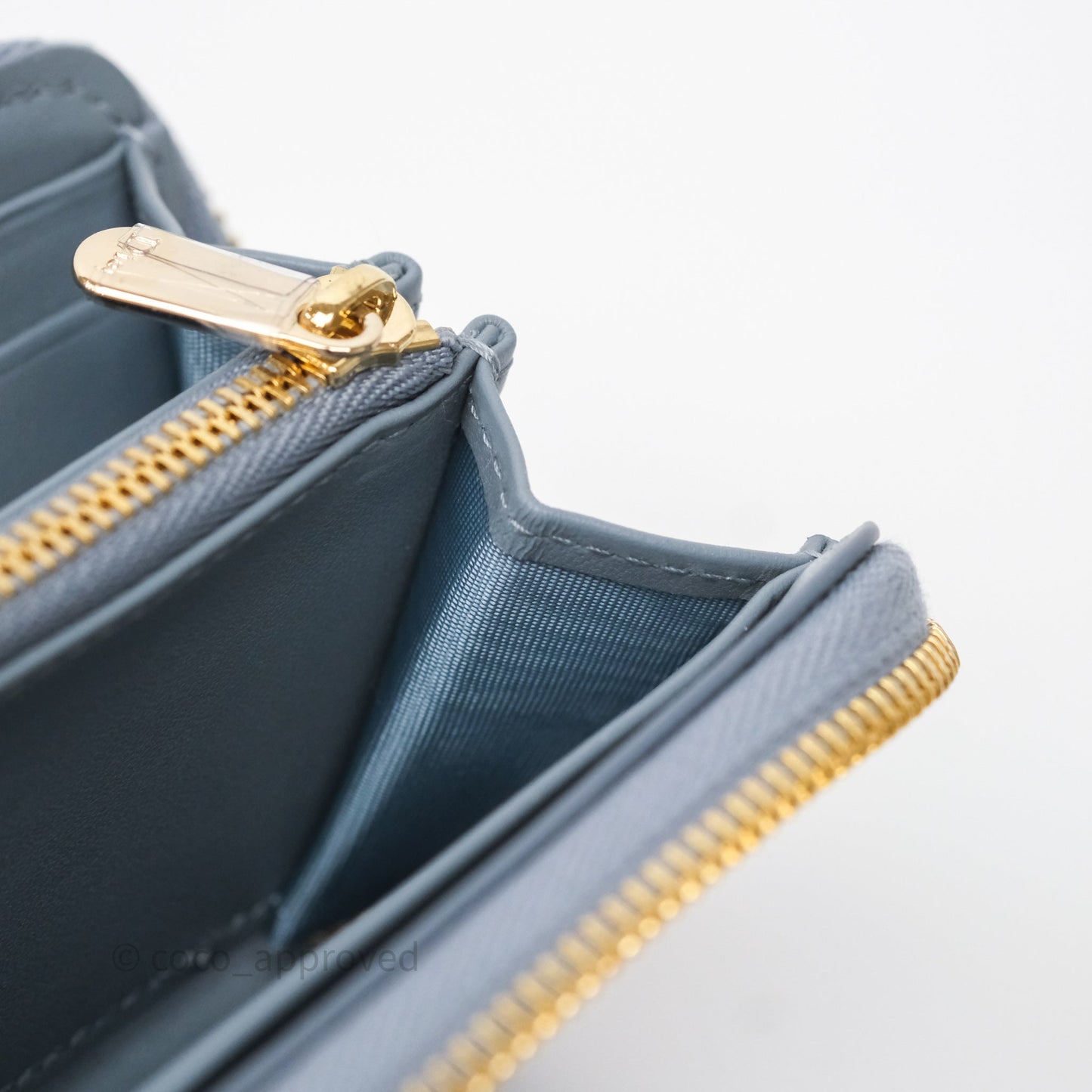 Dior Small Lady Dior Voyageur Coin Purse Cloud Blue Lambskin Cannage