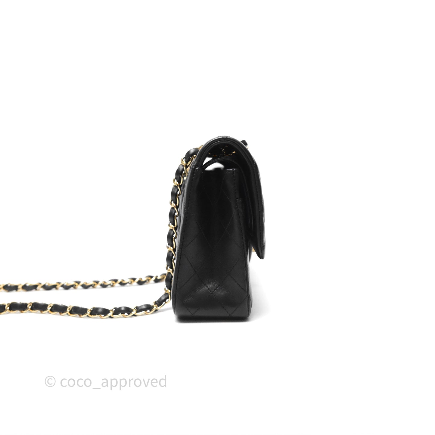 Chanel Classic M/L Medium Flap Quilted Black Lambskin Gold Hardware