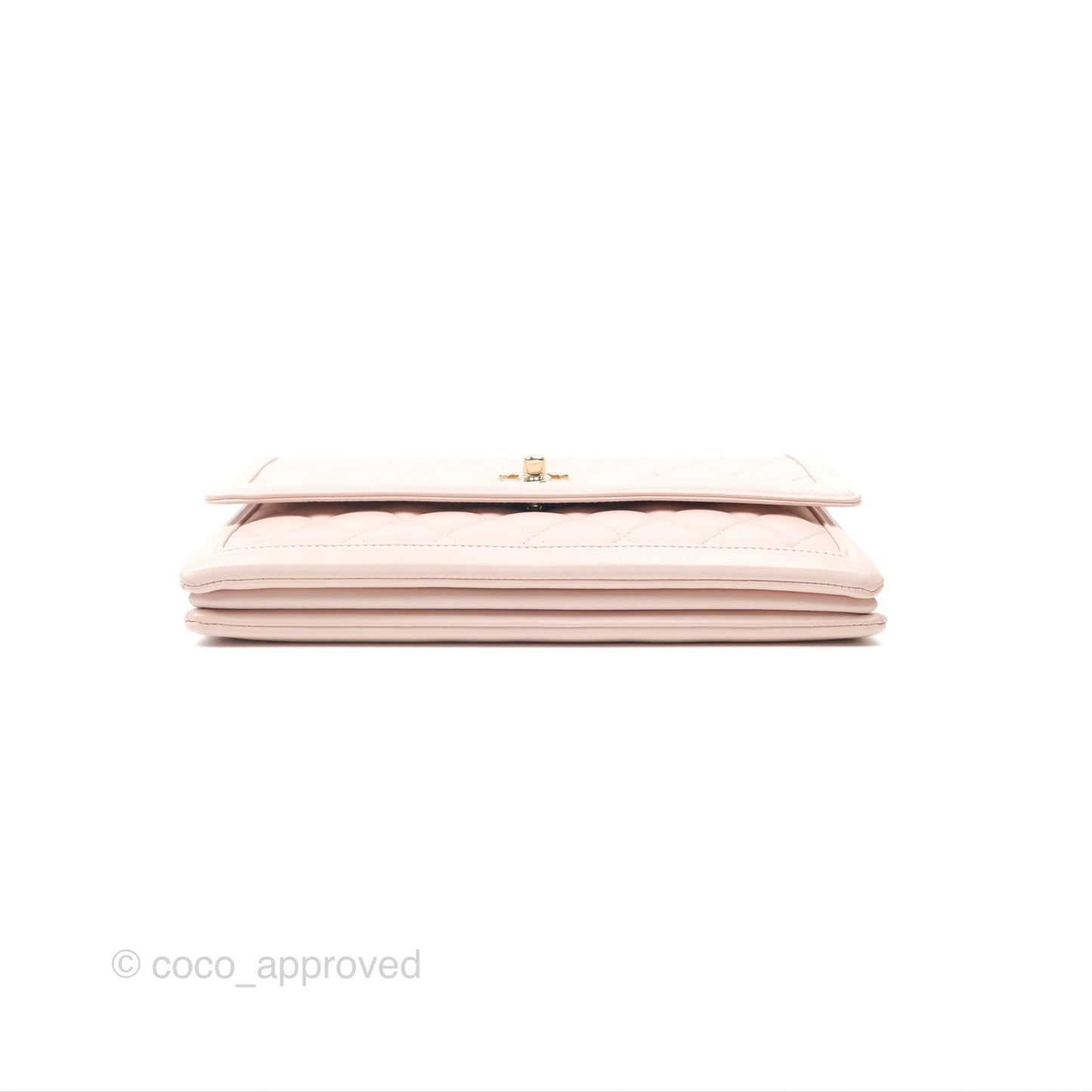 Chanel Flap Clutch With Chain Quilted Light Pink Lambskin Gold Hardware