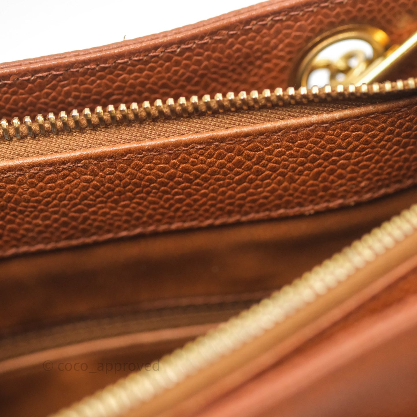 Chanel Vintage Tote Caramel Caviar 24K Gold Hardware