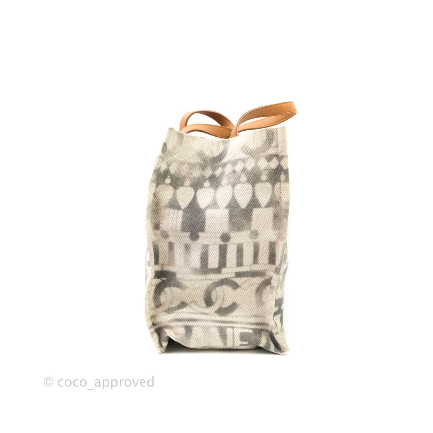 Chanel Print Fabric Tote Ruthenium Hardware