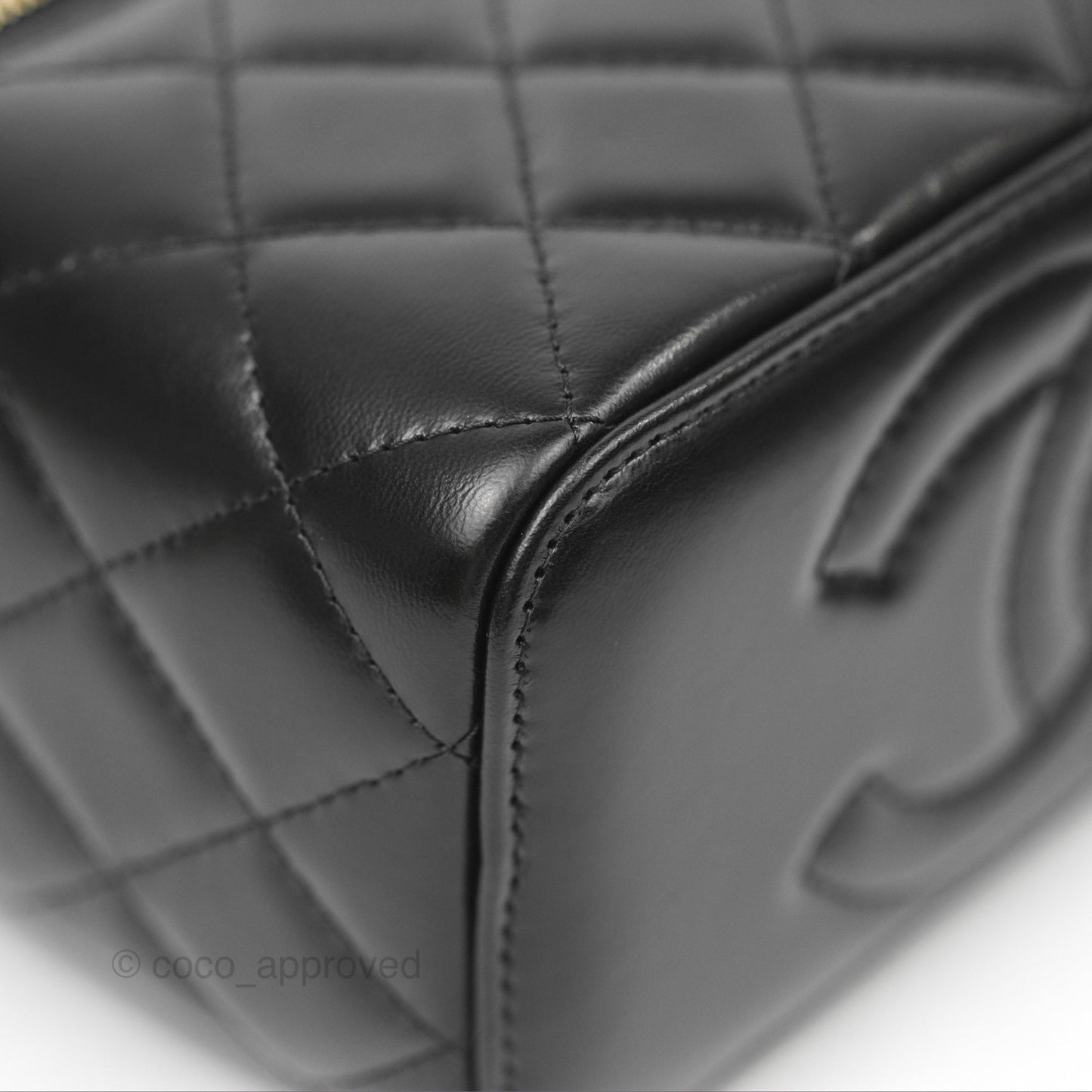 Chanel Vanity with Adjustable Chain Black Lambskin Aged Gold Hardware