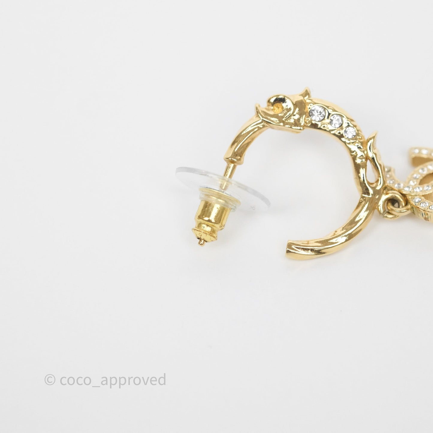 Chanel CC Crystal Hoop Earrings Gold Tone 23V