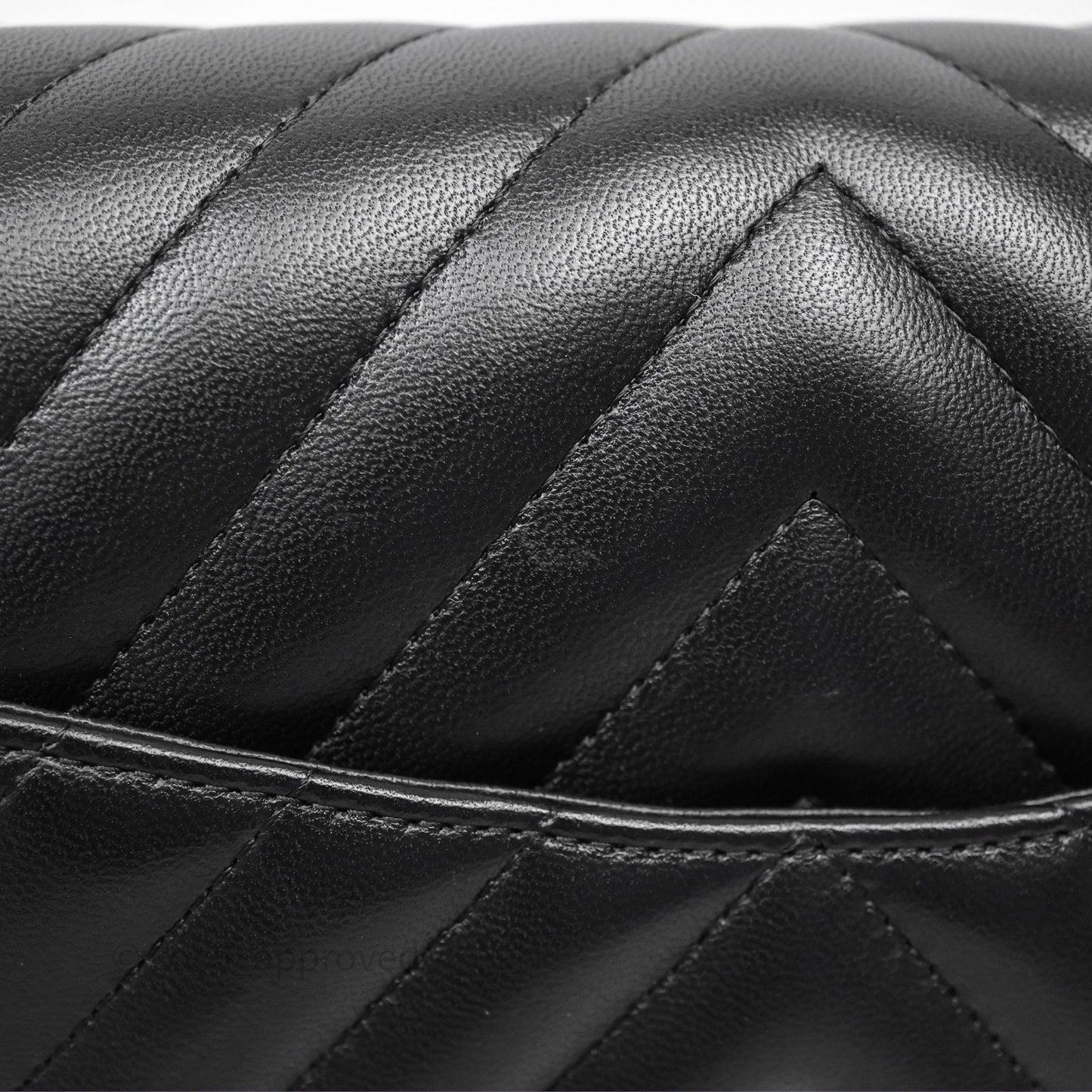 Chanel Classic M/L Medium Flap Chevron Black Lambskin Silver Hardware