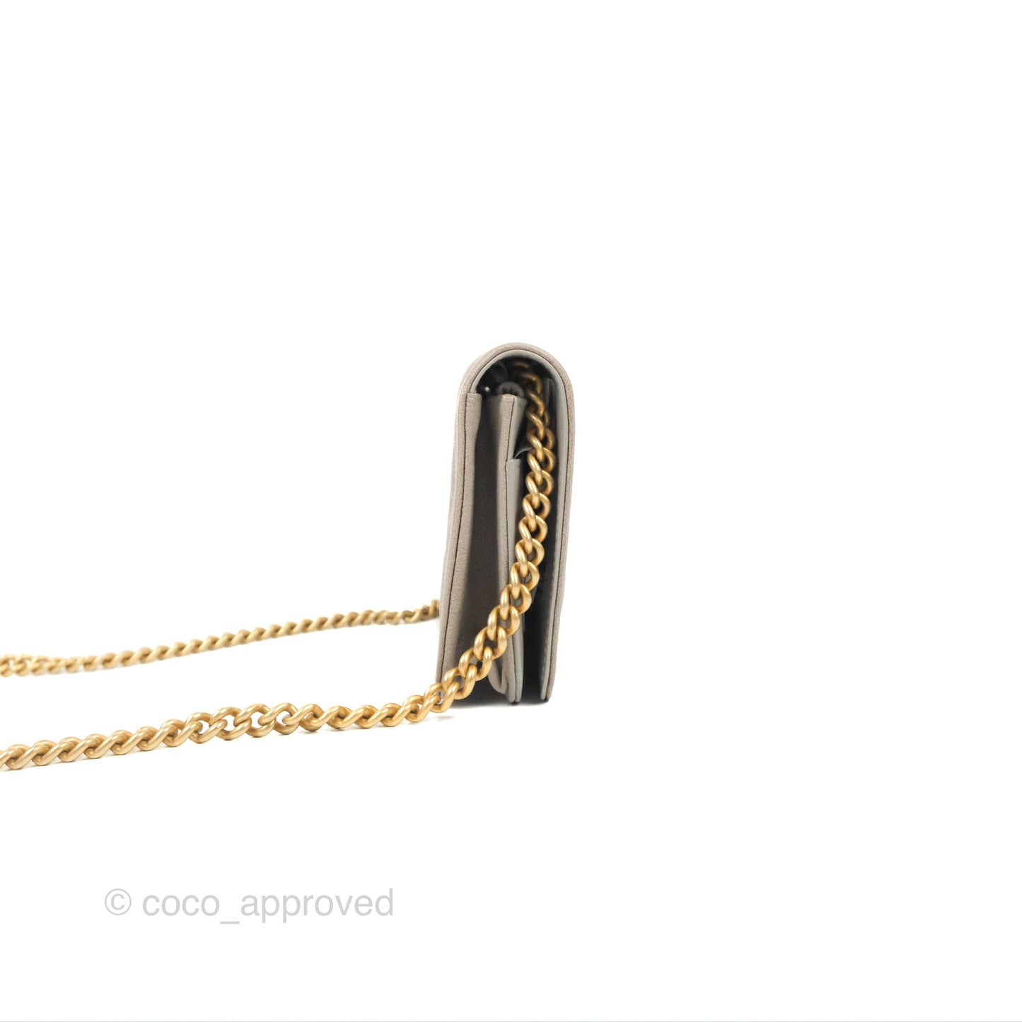 Chanel Quilted Boy Wallet on Chain WOC Grey Caviar Gold Hardware
