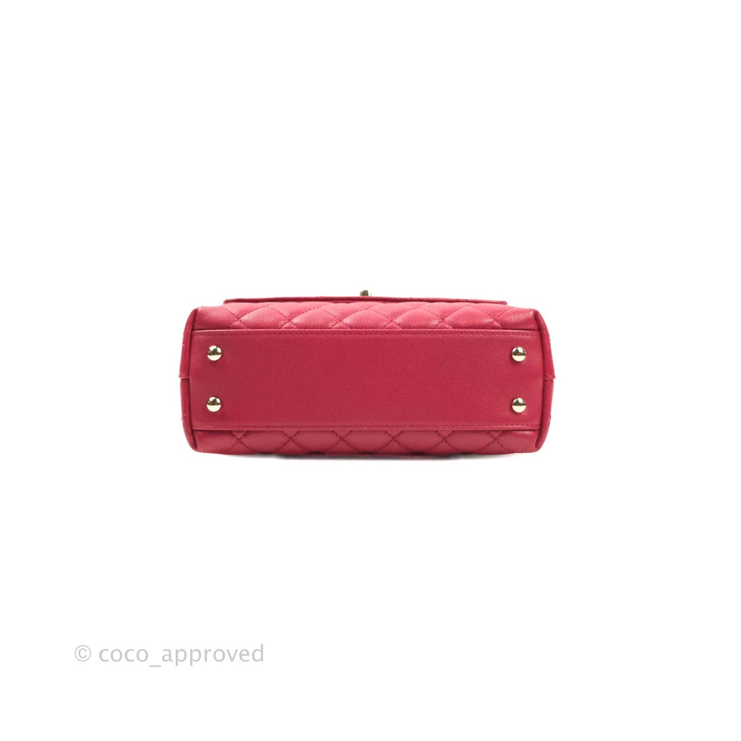 Chanel Mini (Small) Coco Handle Quilted Red Caviar Gold Hardware 21A