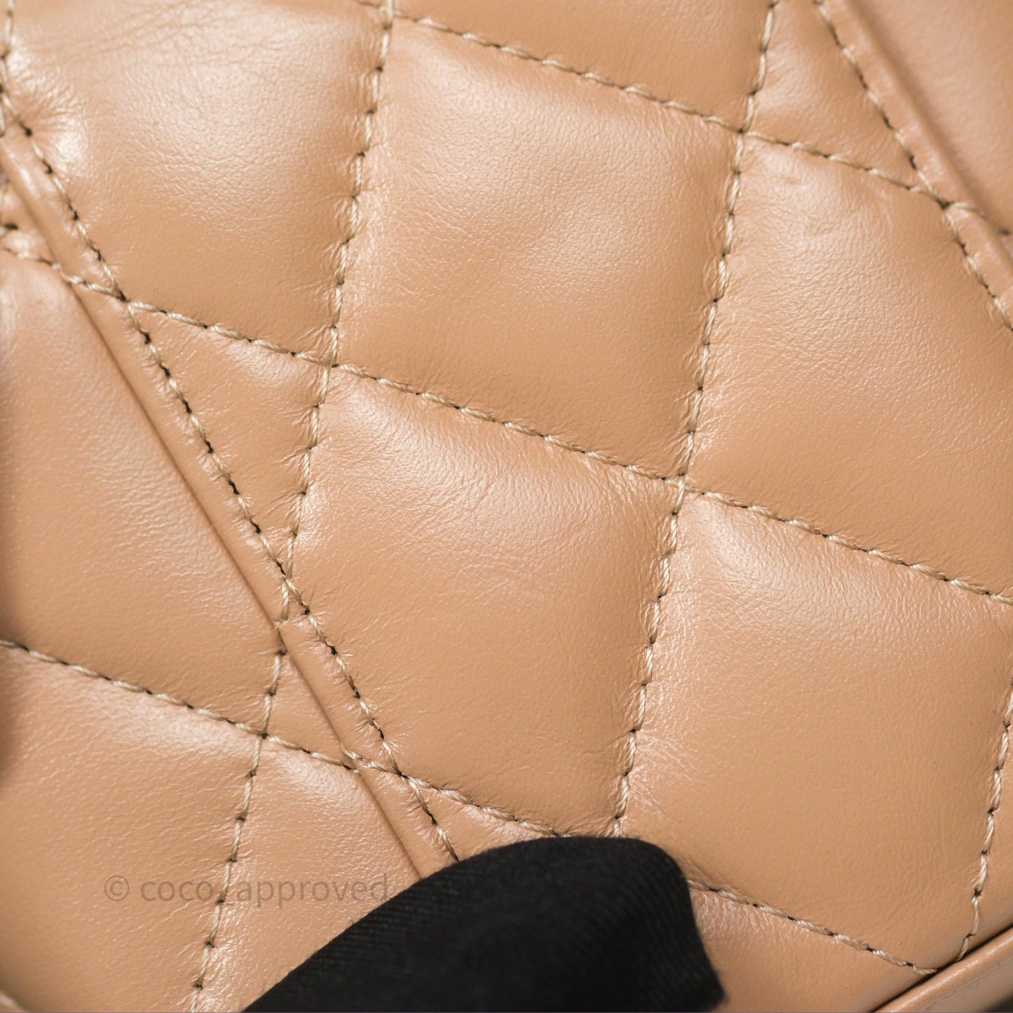 Chanel Quilted Mini Perfect Fit Vanity With Chain Beige Calfskin Aged Gold Hardware