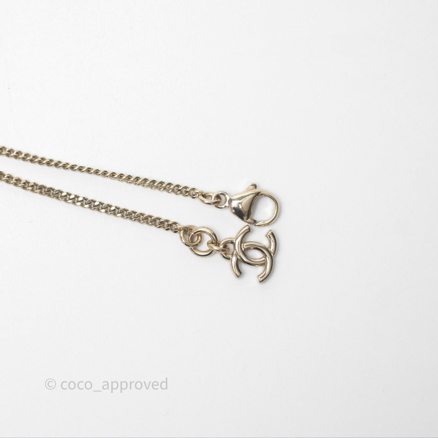 Chanel CC Black Flap Bag Pendant Necklace Gold Tone