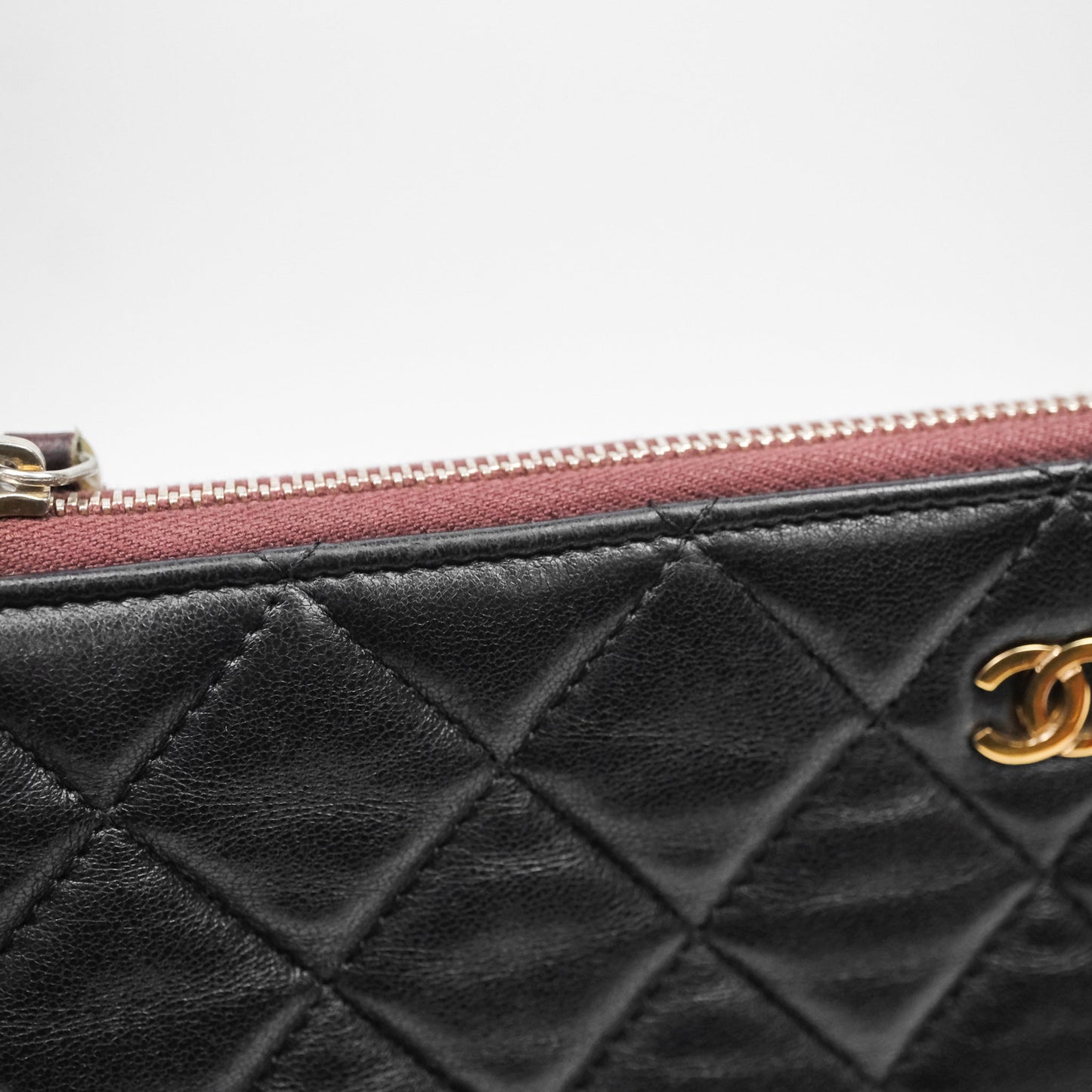 Chanel Classic Zipped Pouch Lambskin Black Gold Hardware