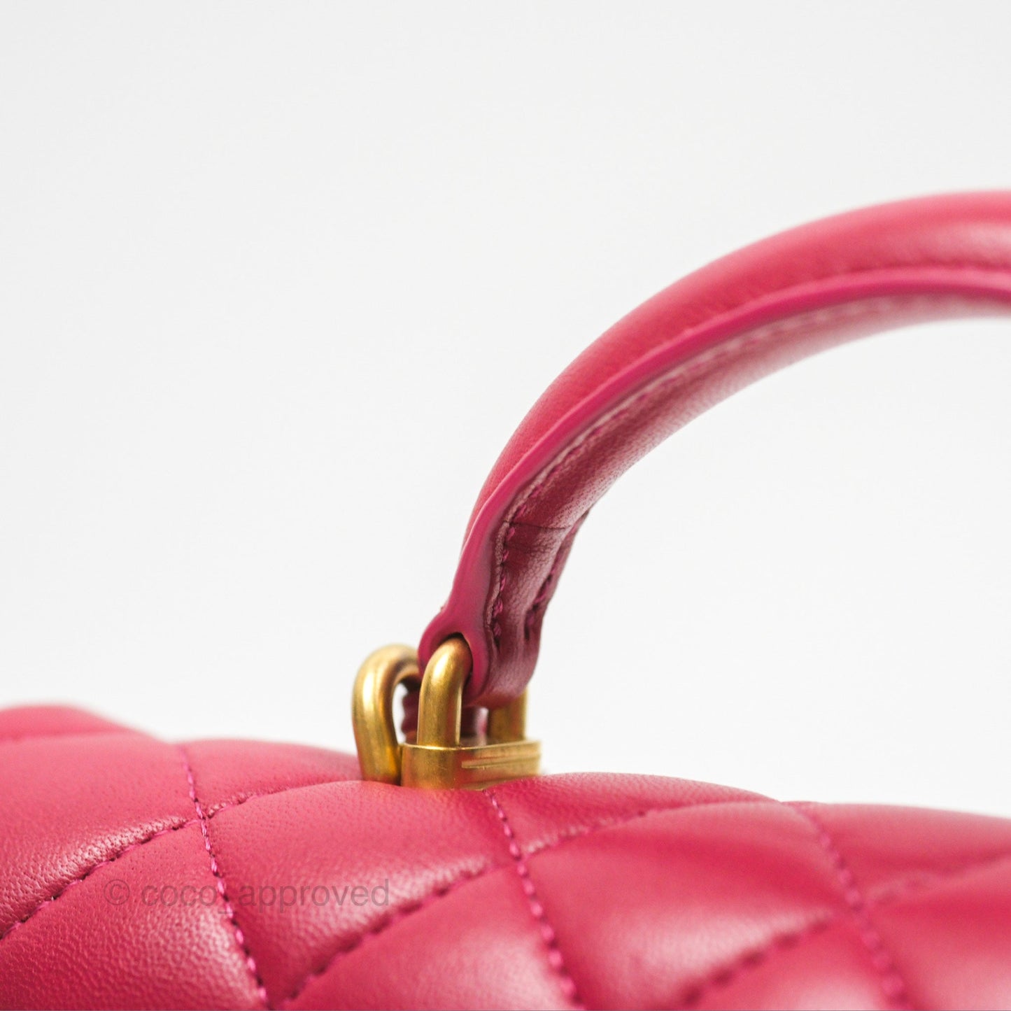Chanel Top Handle Mini Rectangular Flap Bag Berry Red Lambskin Aged Gold Hardware