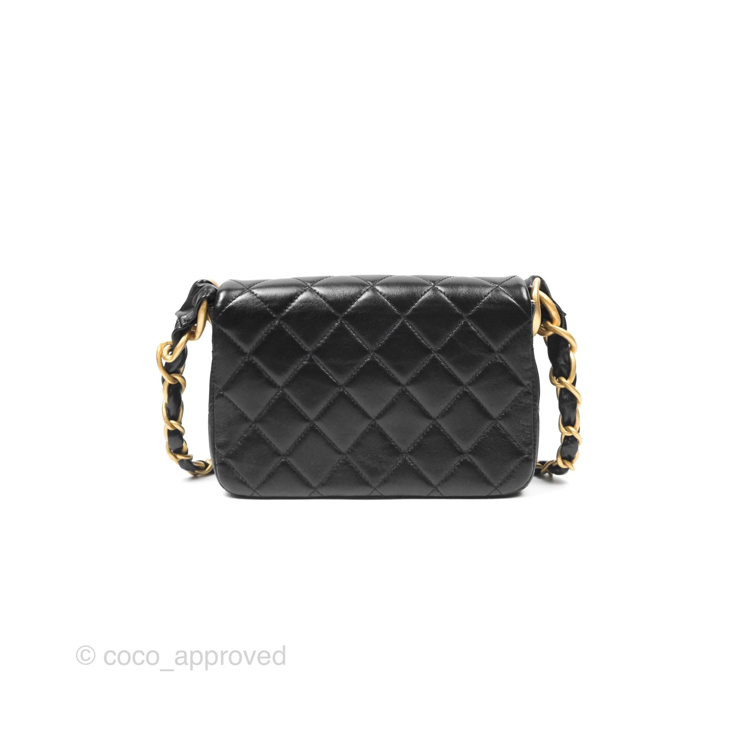 Chanel CC Chain Shoulder Bag Black Shiny Aged Calfskin