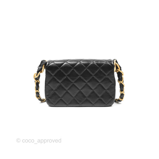 Chanel CC Chain Shoulder Bag Black Shiny Aged Calfskin