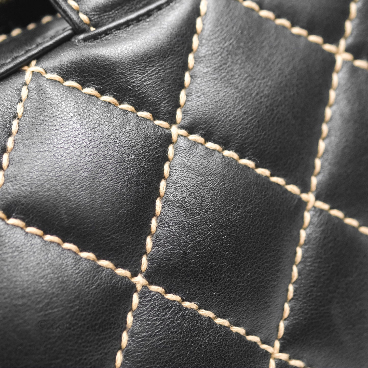 Chanel Vintage Wild Stitch Tote Bag Lambskin Black