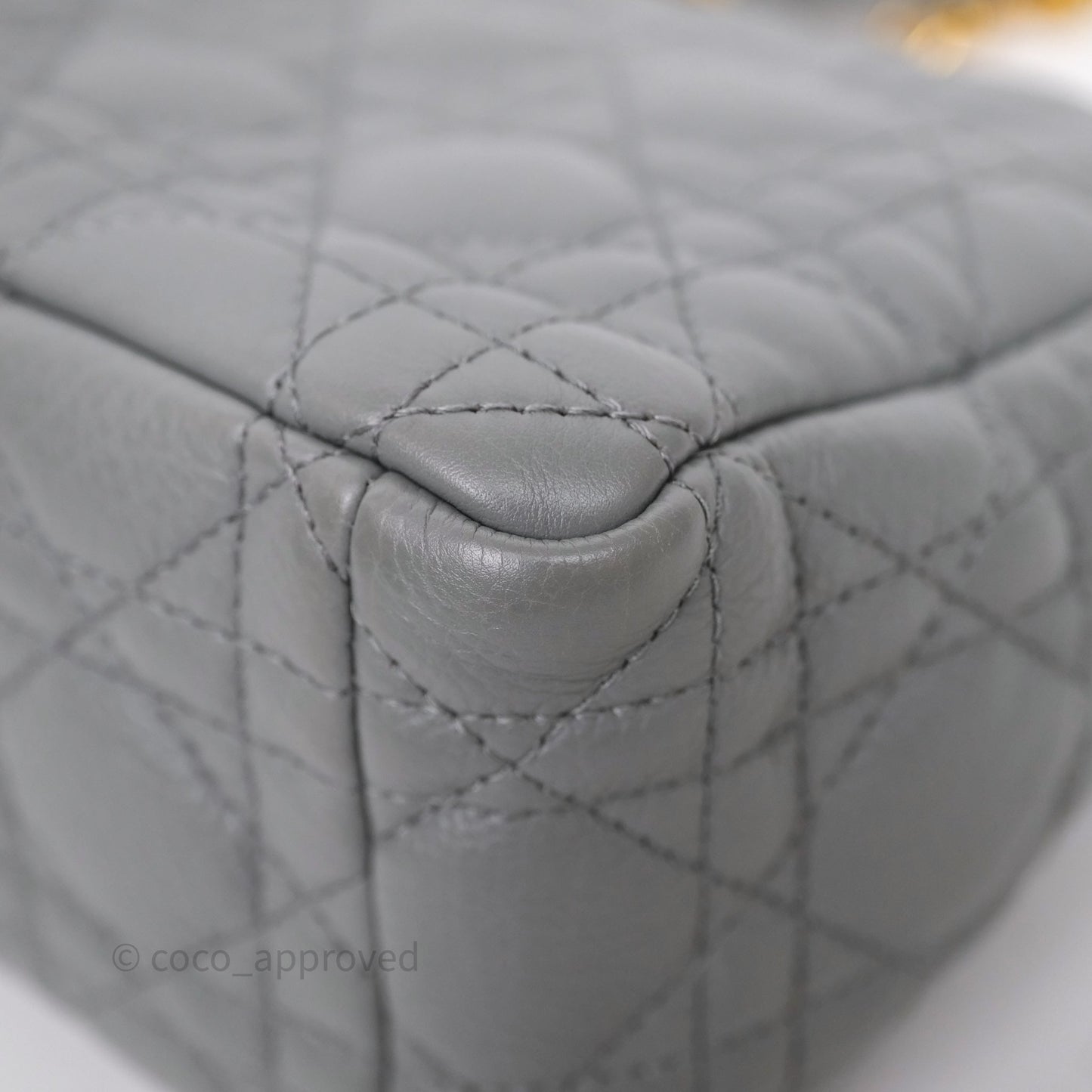 Christian Dior Caro Bag Medium Stone Grey Cannage Calfskin Gold Hardware