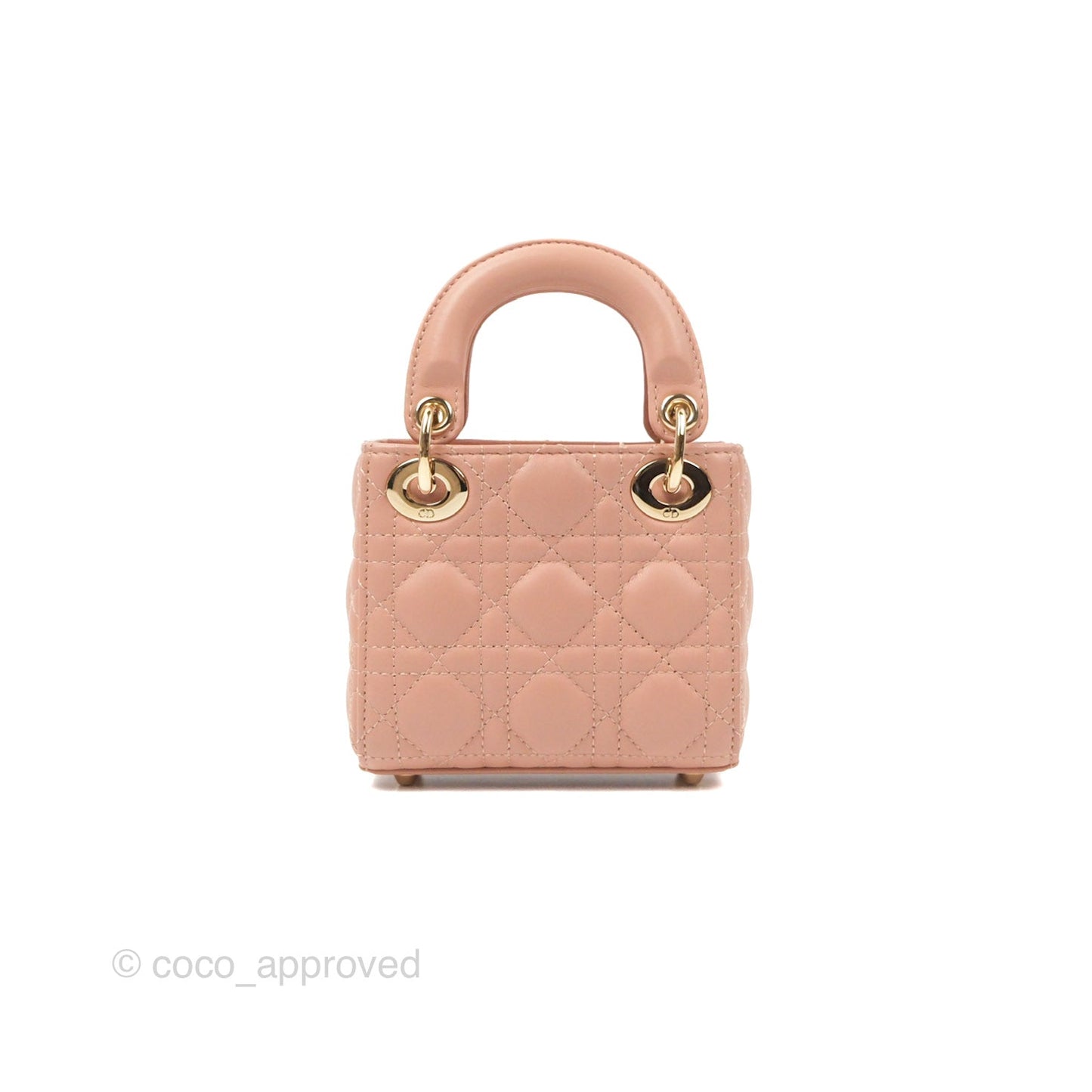 Christian Dior Micro Lady Dior Cannage Rose Des Vents Cannage Lambskin Gold Hardware