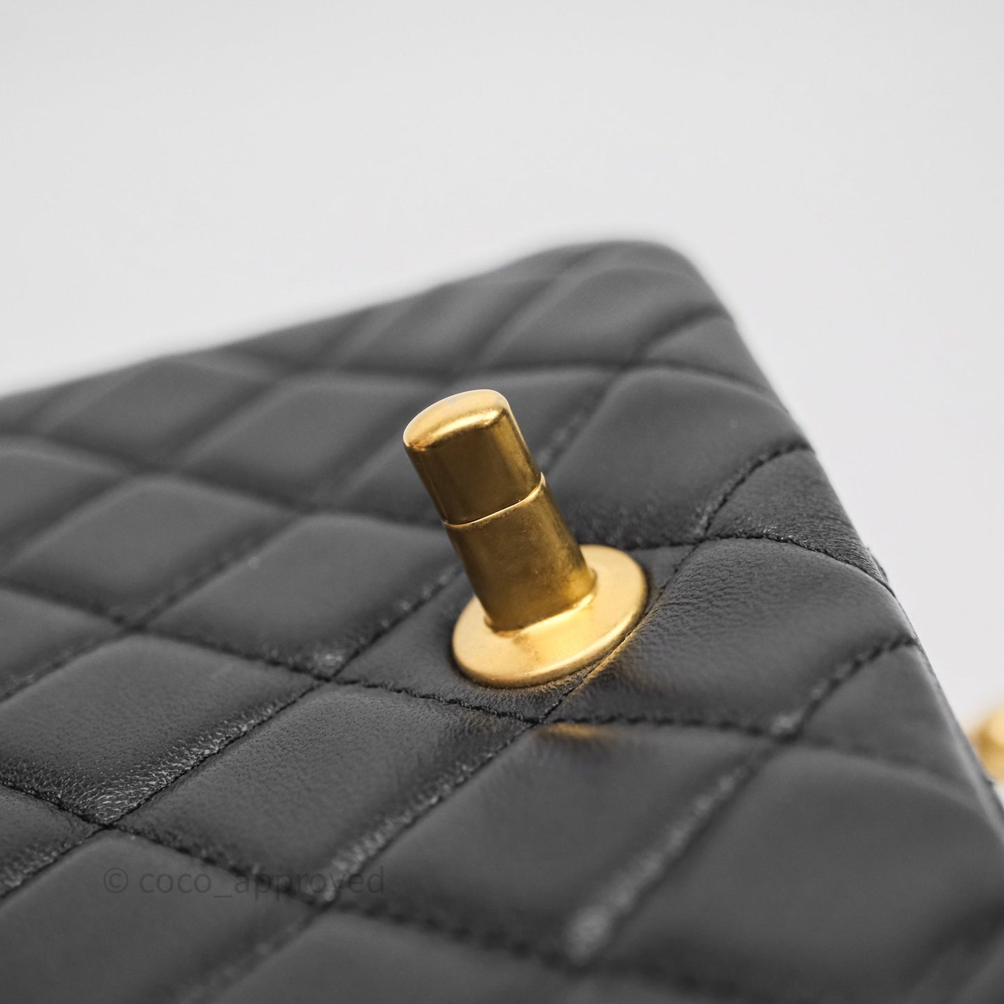 Chanel Pearl Crush Mini Square Quilted Black Lambskin Aged Gold Hardware