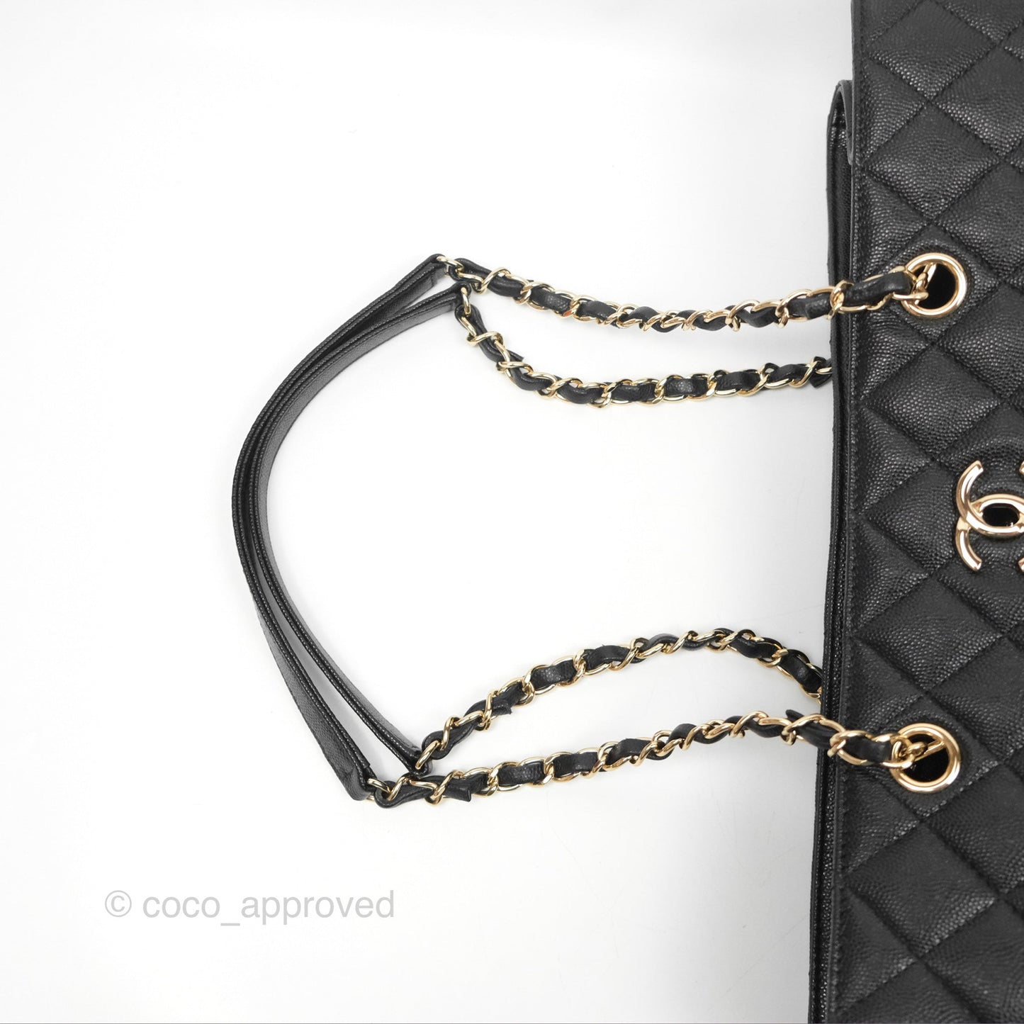 Chanel Large Shopping Tote Quilted Black Caviar Gold Hardware