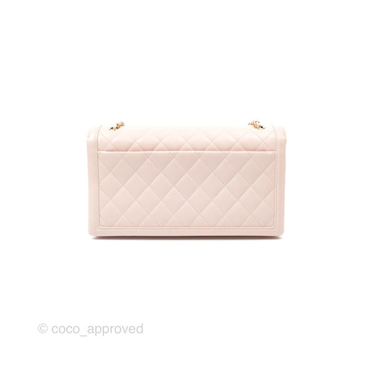 Chanel Flap Clutch With Chain Quilted Light Pink Lambskin Gold Hardware