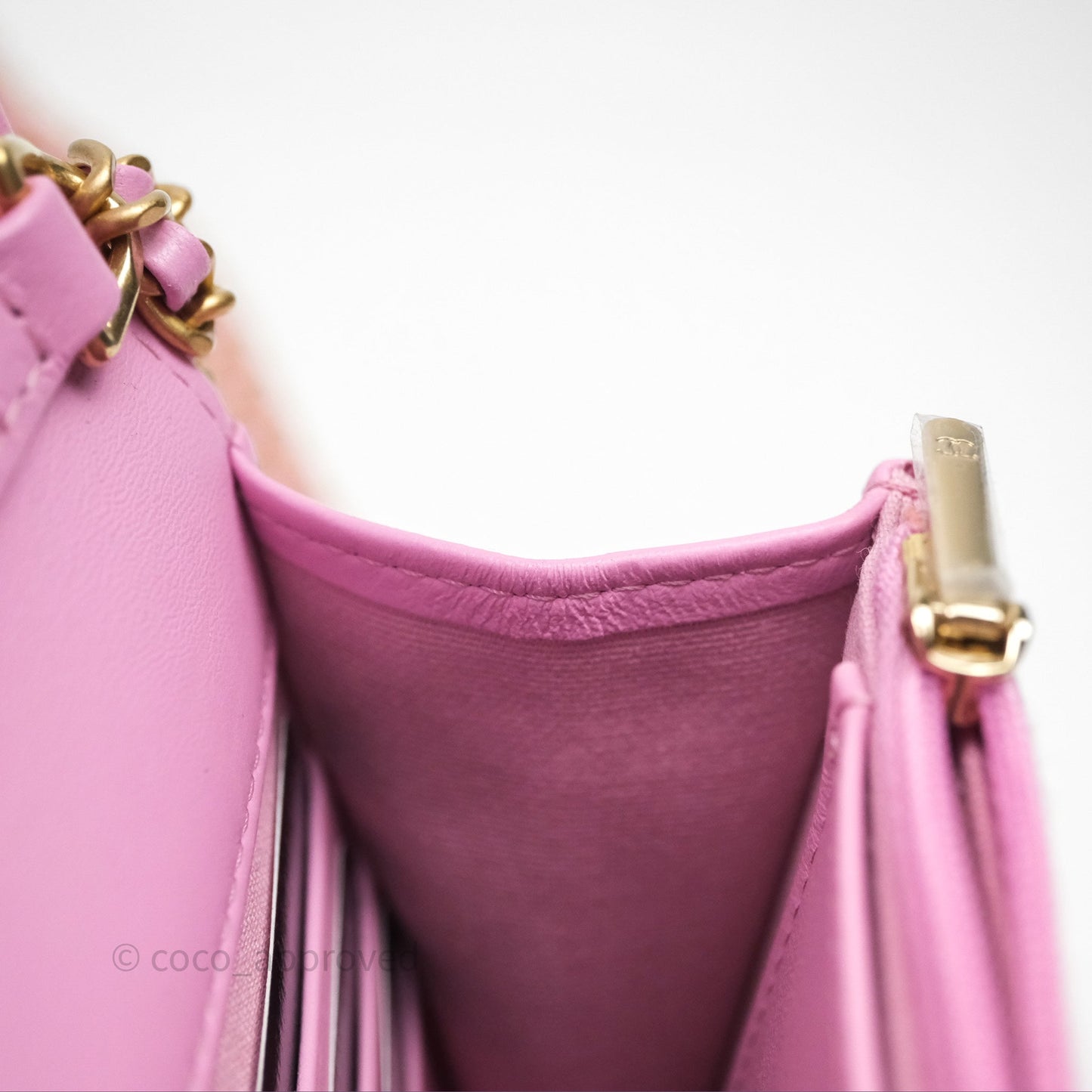 Chanel CC Chain Wallet On Chain WOC Pink Lambskin Aged Gold Hardware