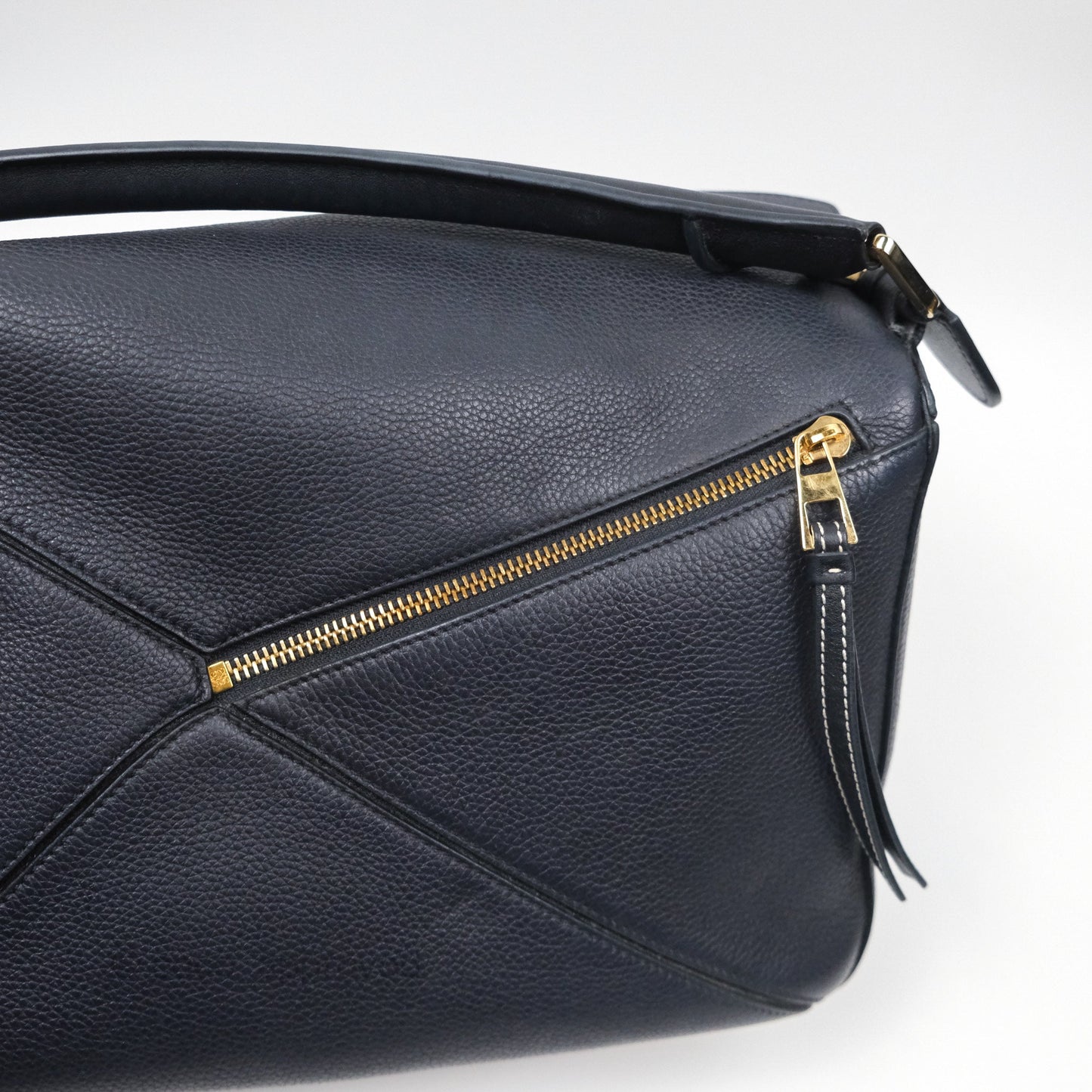 Loewe Medium Puzzle Bag Navy Calfskin Gold Hardware