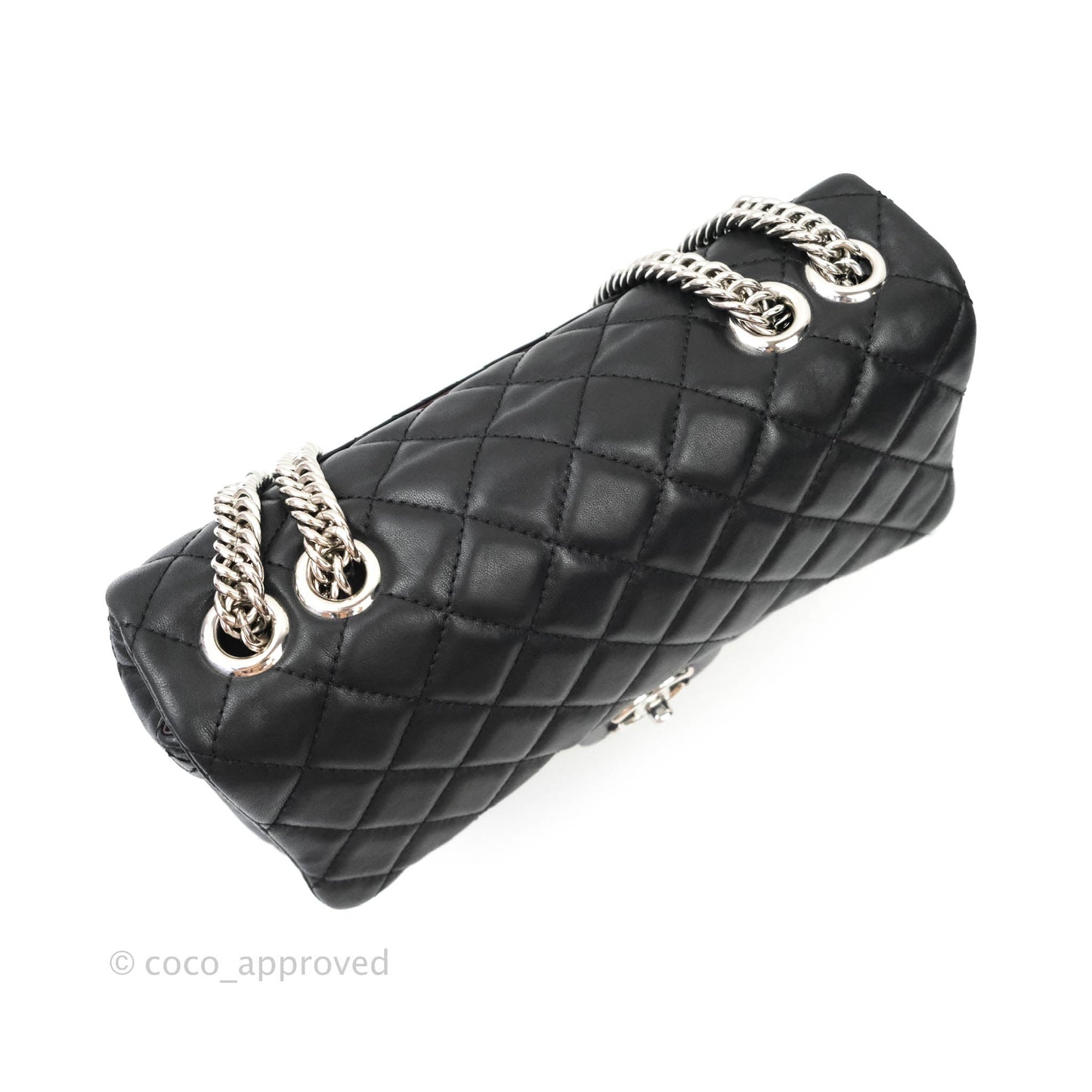 Chanel Quilted Calfskin Black Flap Bag Silver Hardware